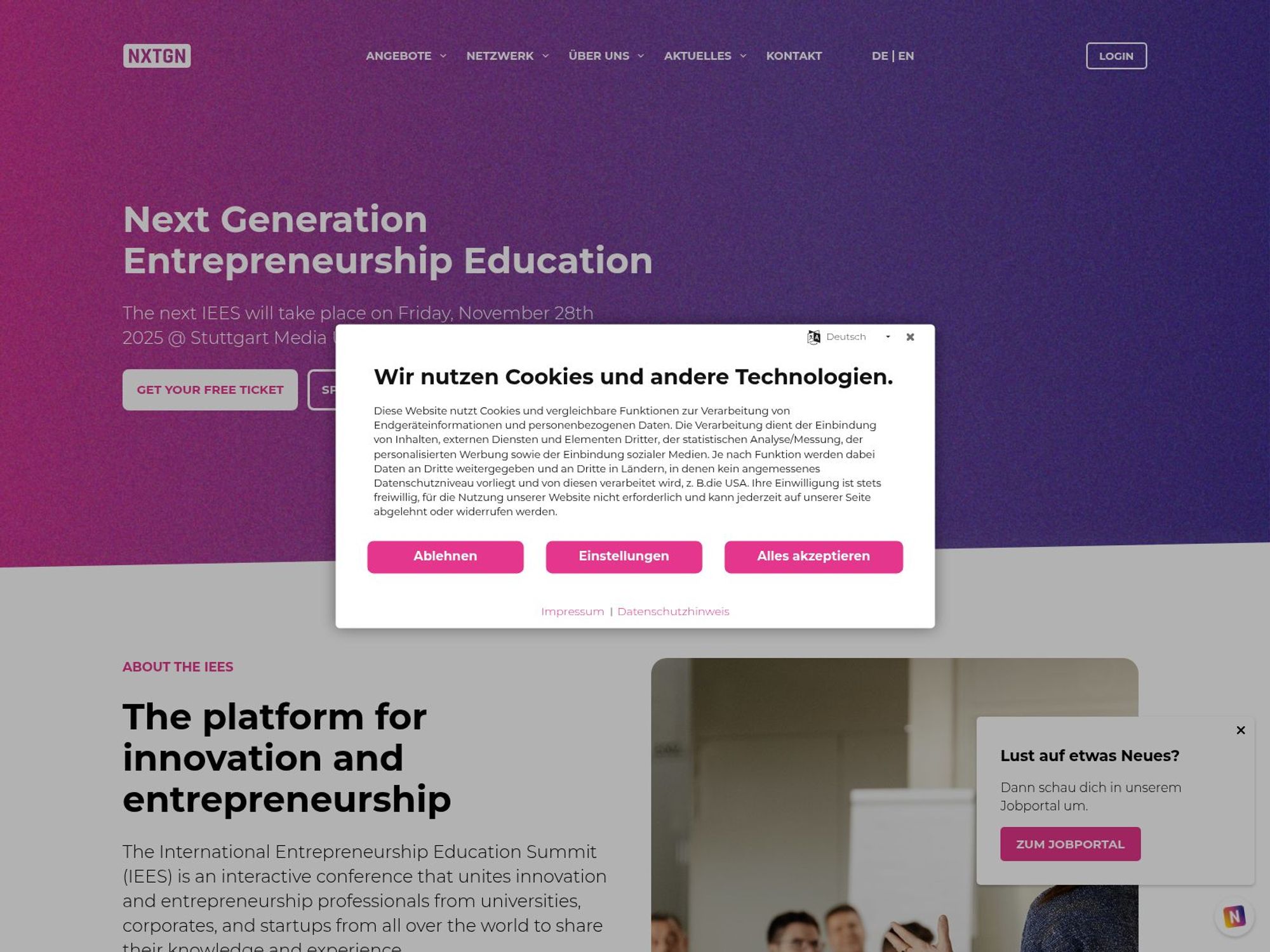 Next Generation Entrepreneurship Education (IEES 2025) website