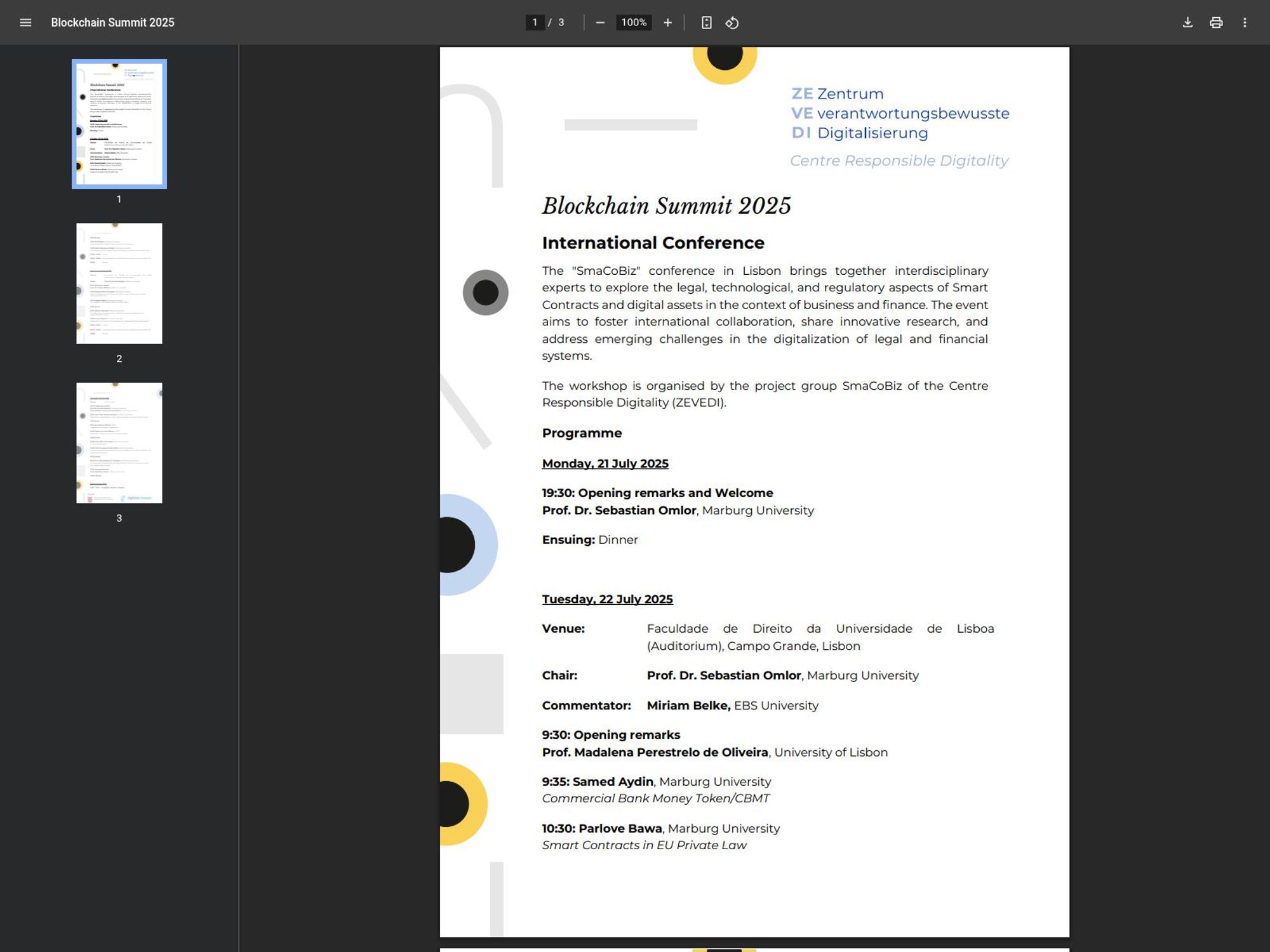 ZEVEDI Blockchain Summit 2025 screenshot