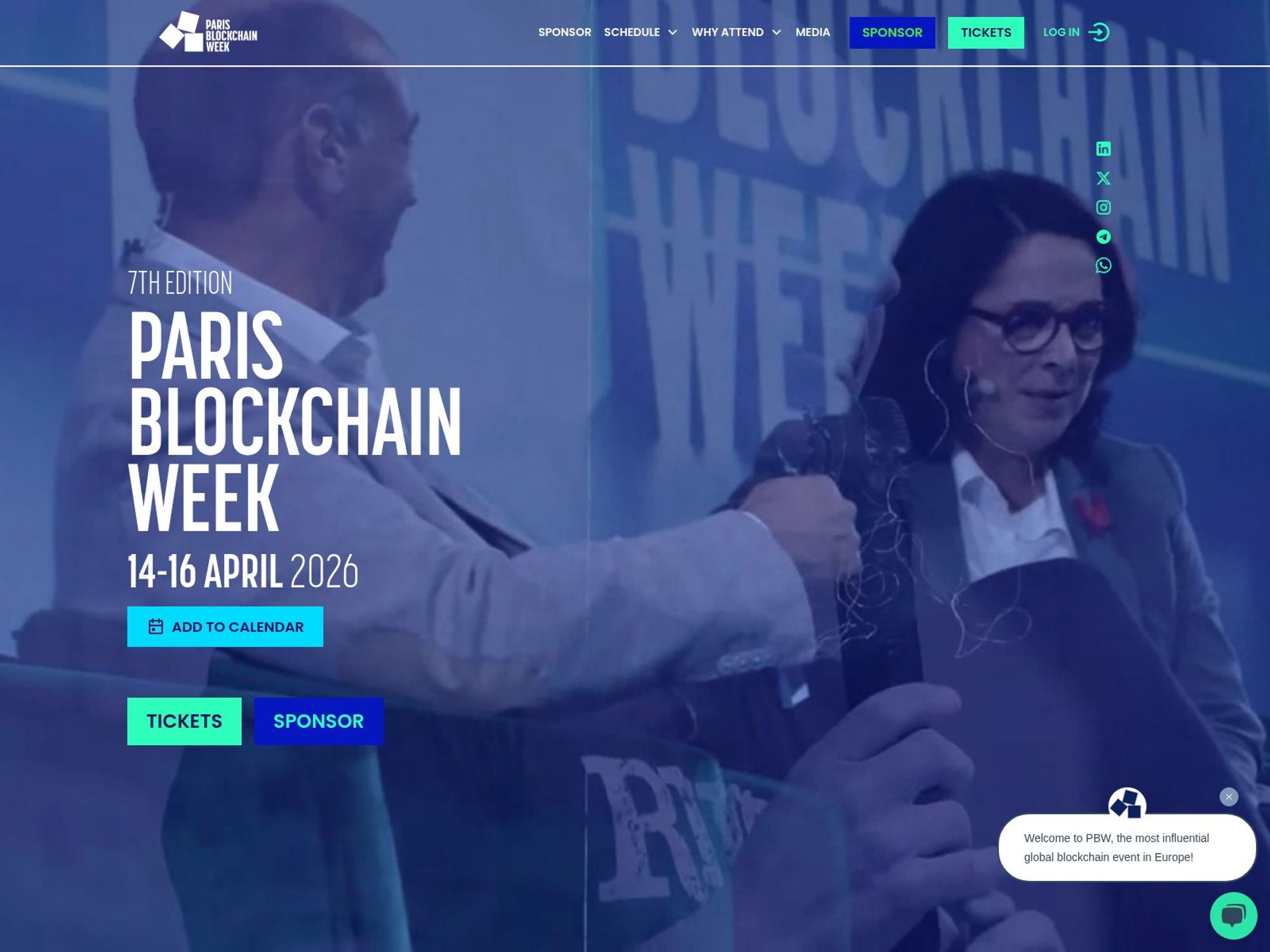 Paris Blockchain Week 2026 website