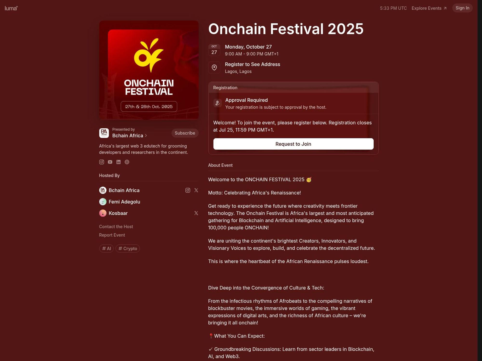 Onchain Festival 2025 website