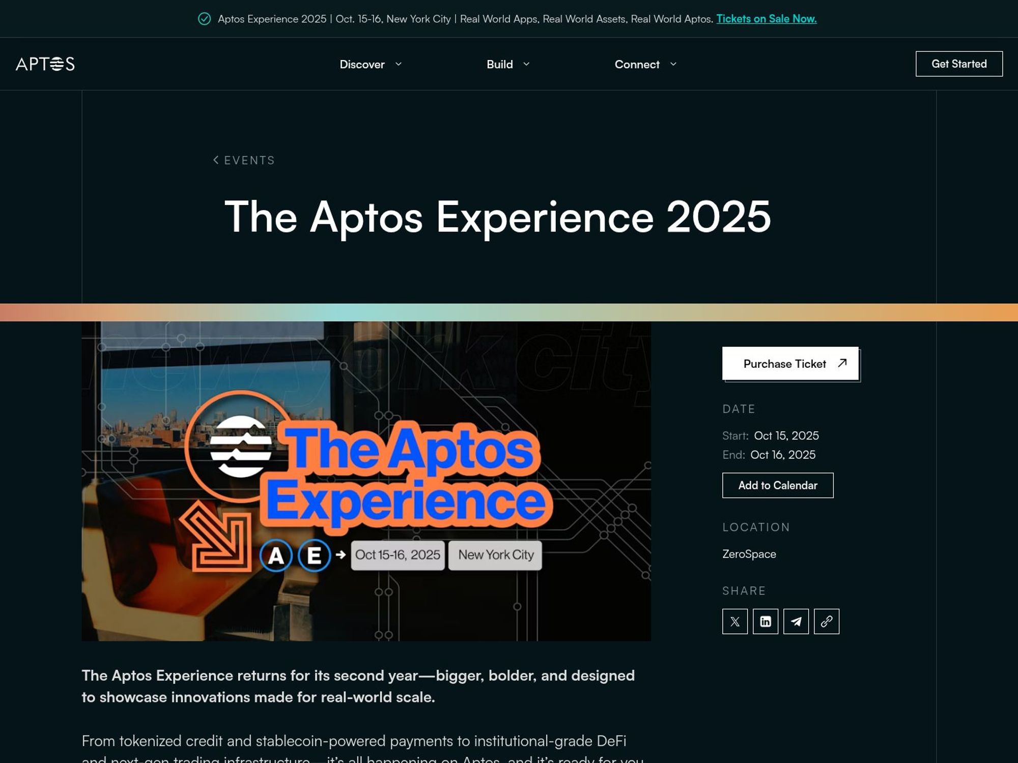 The Aptos Experience 2025 website
