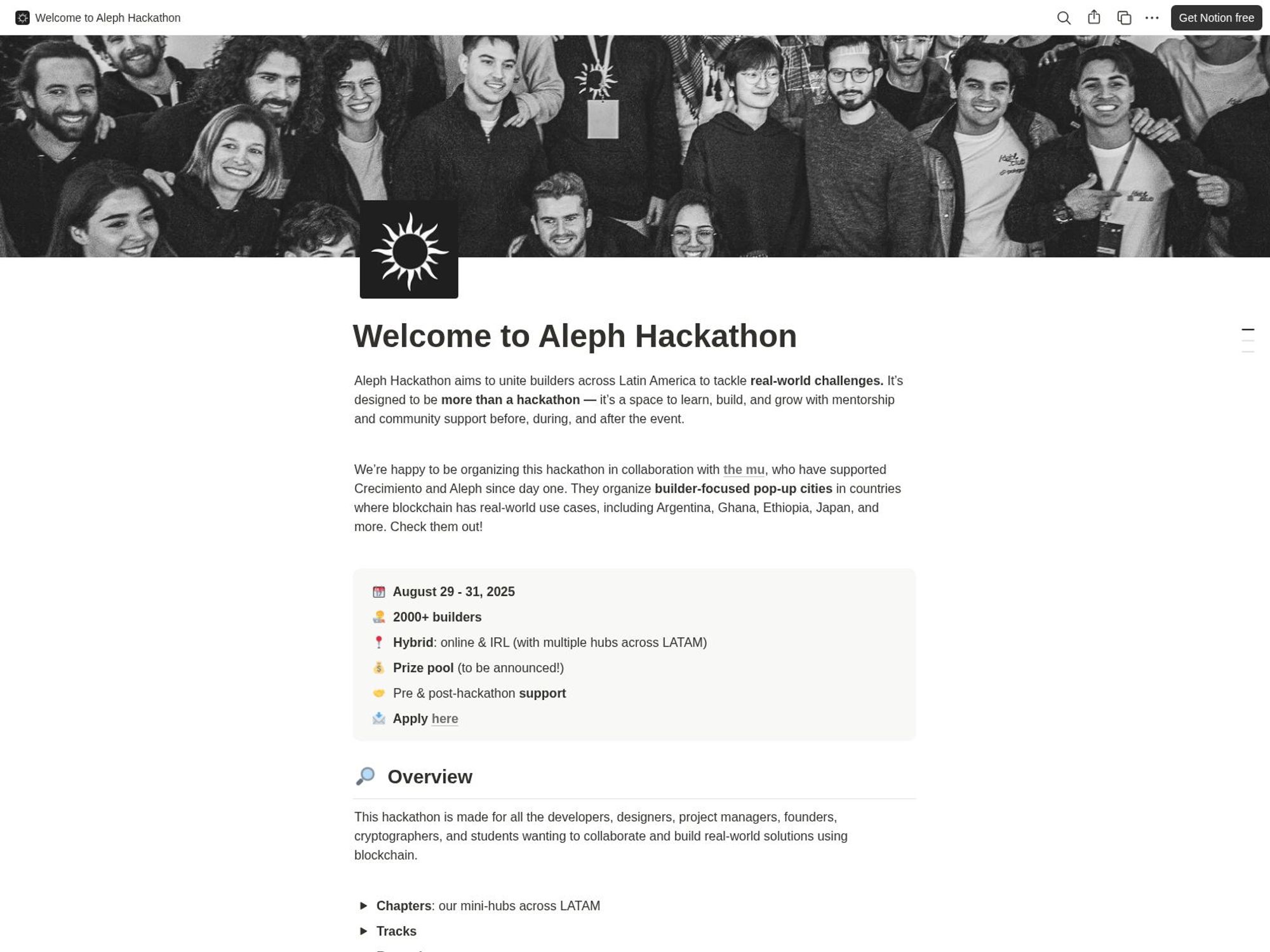 Aleph Hackathon website