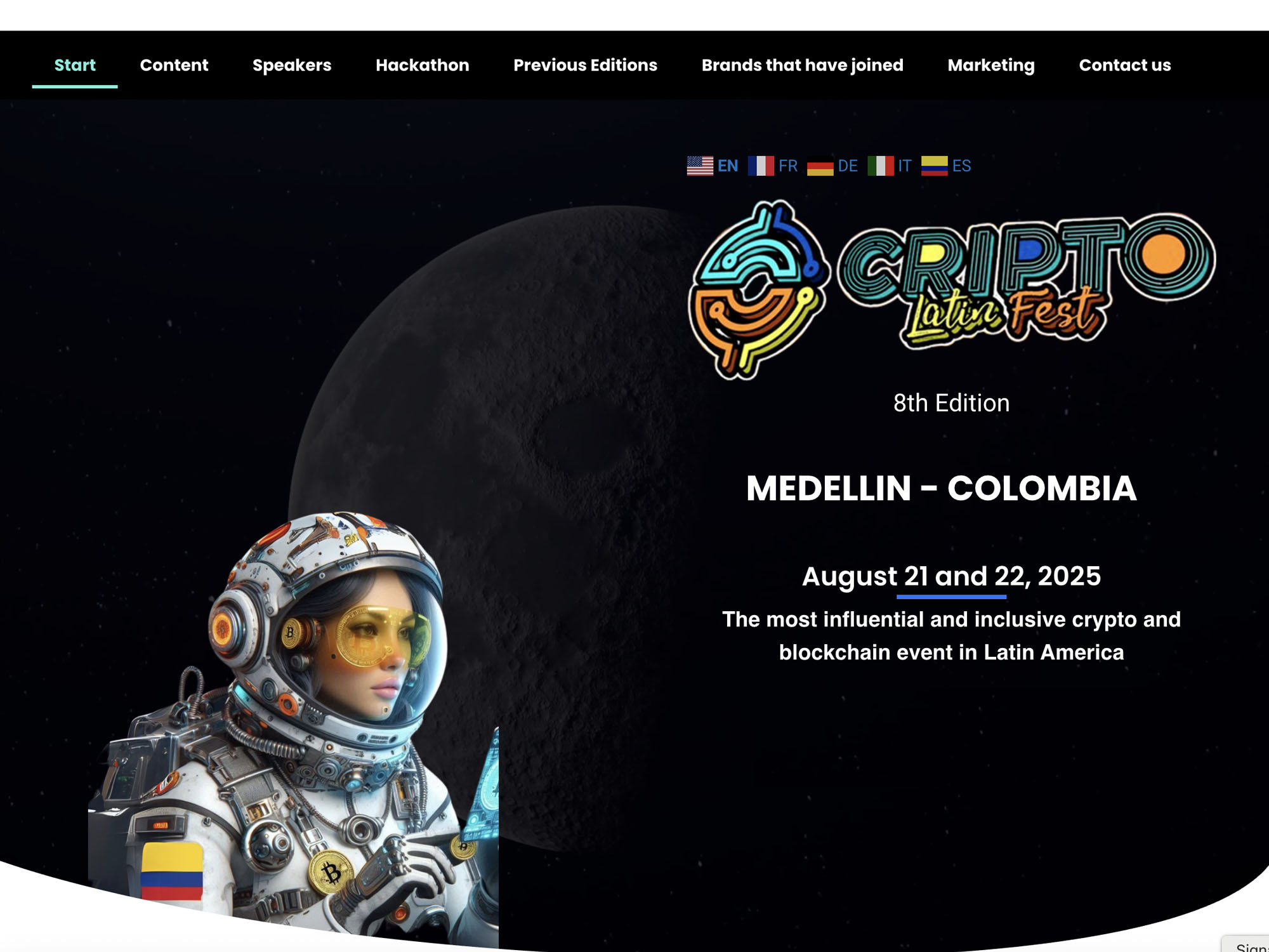 Cripto Latin Fest website