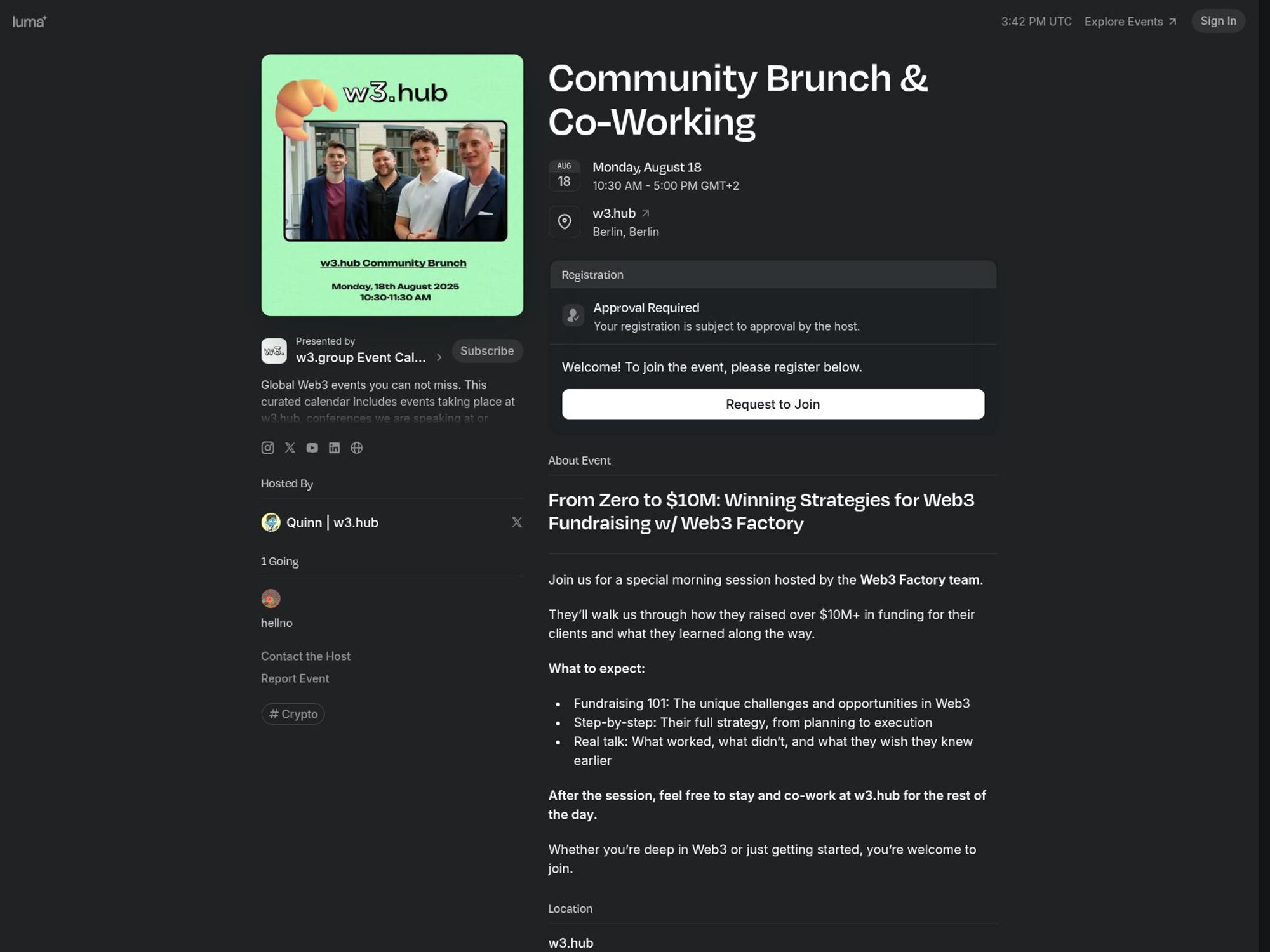 Community Brunch & Co-Working website