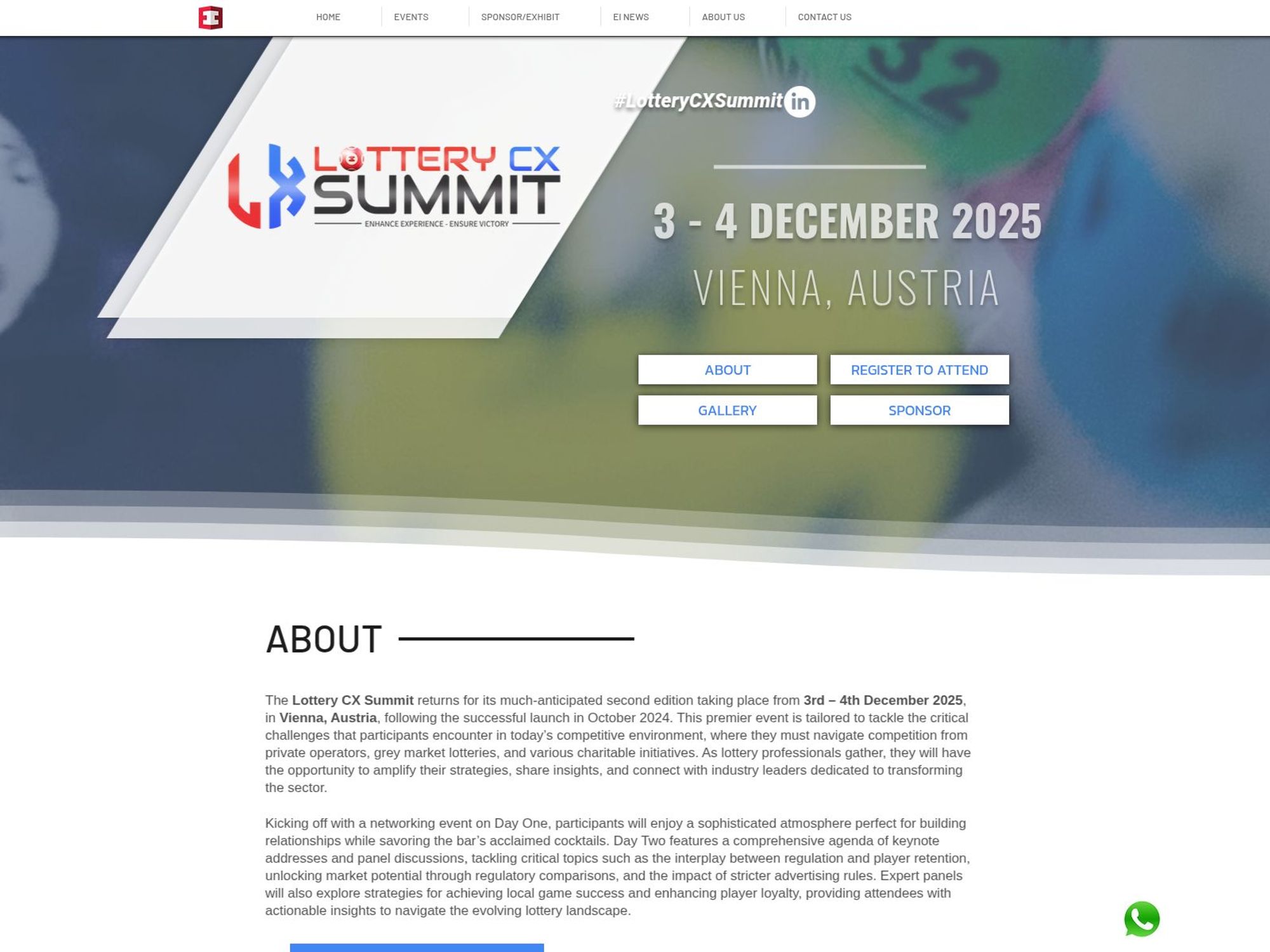 Lottery CX Summit website