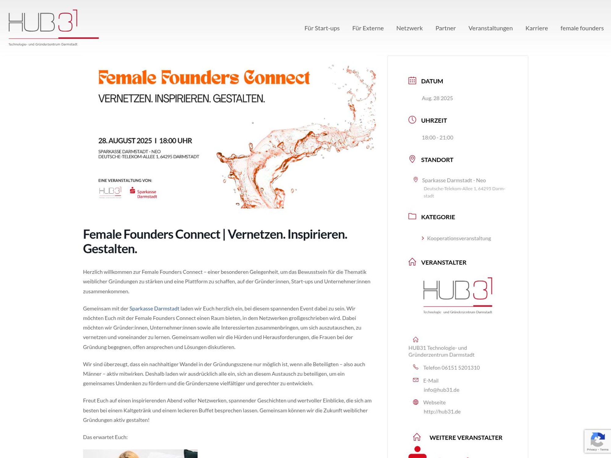 Female Founders Connect website