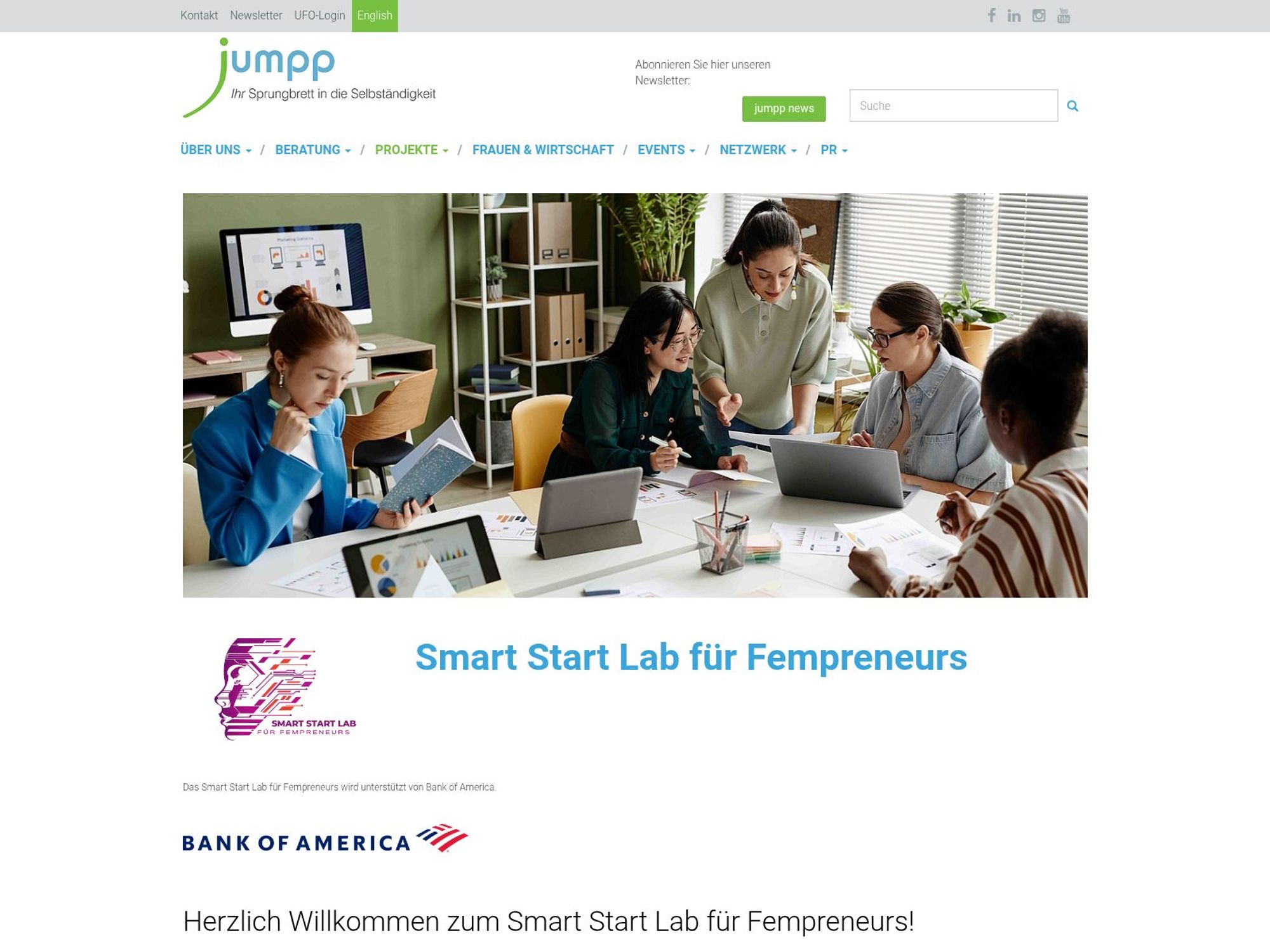 Kick off: Smart Start Lab für Fempreneurs website