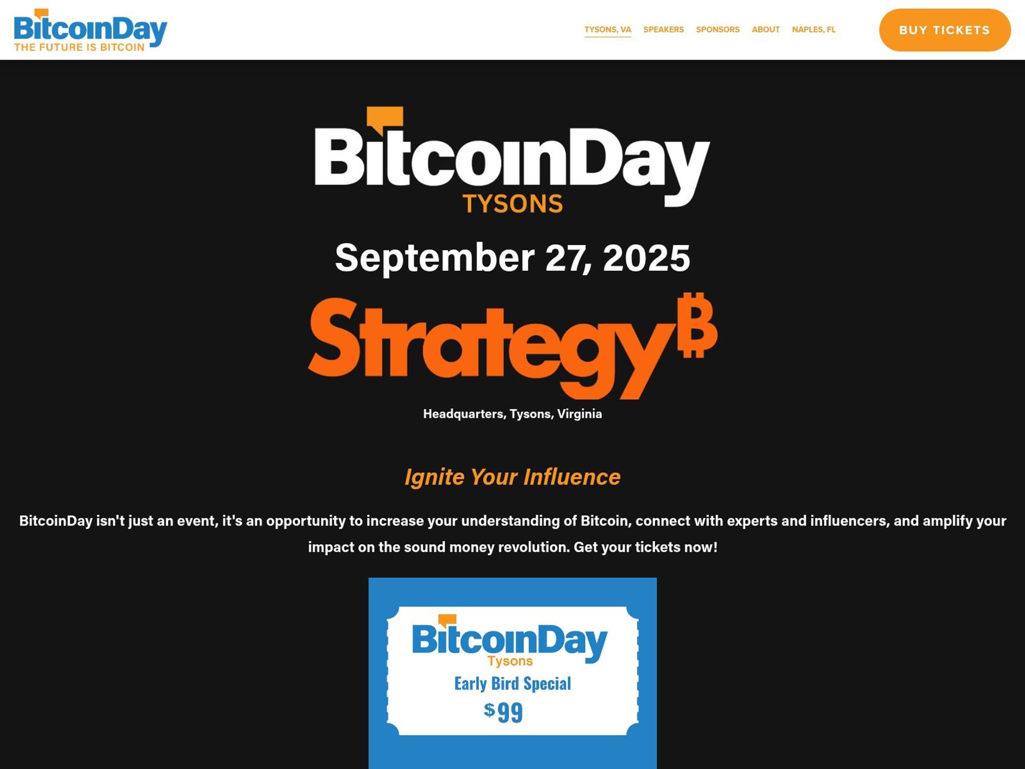 BitcoinDay Tysons website