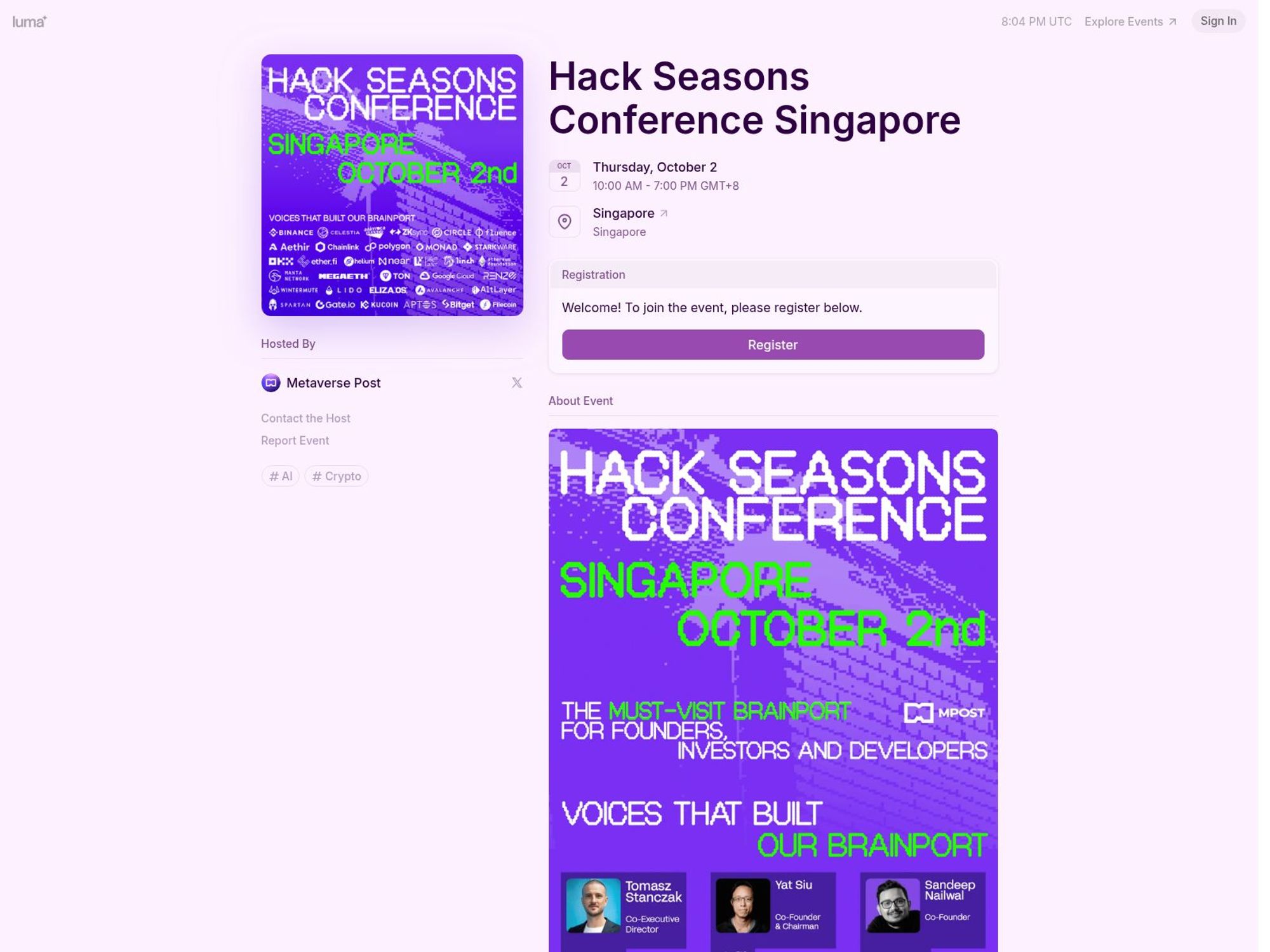 Hack Seasons Conference Singapore website
