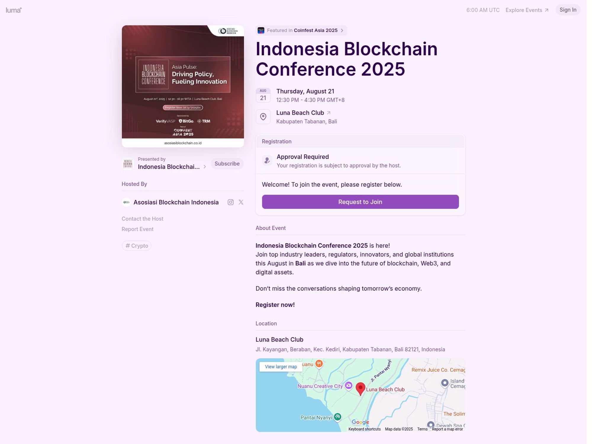 Indonesia Blockchain Conference 2025 website