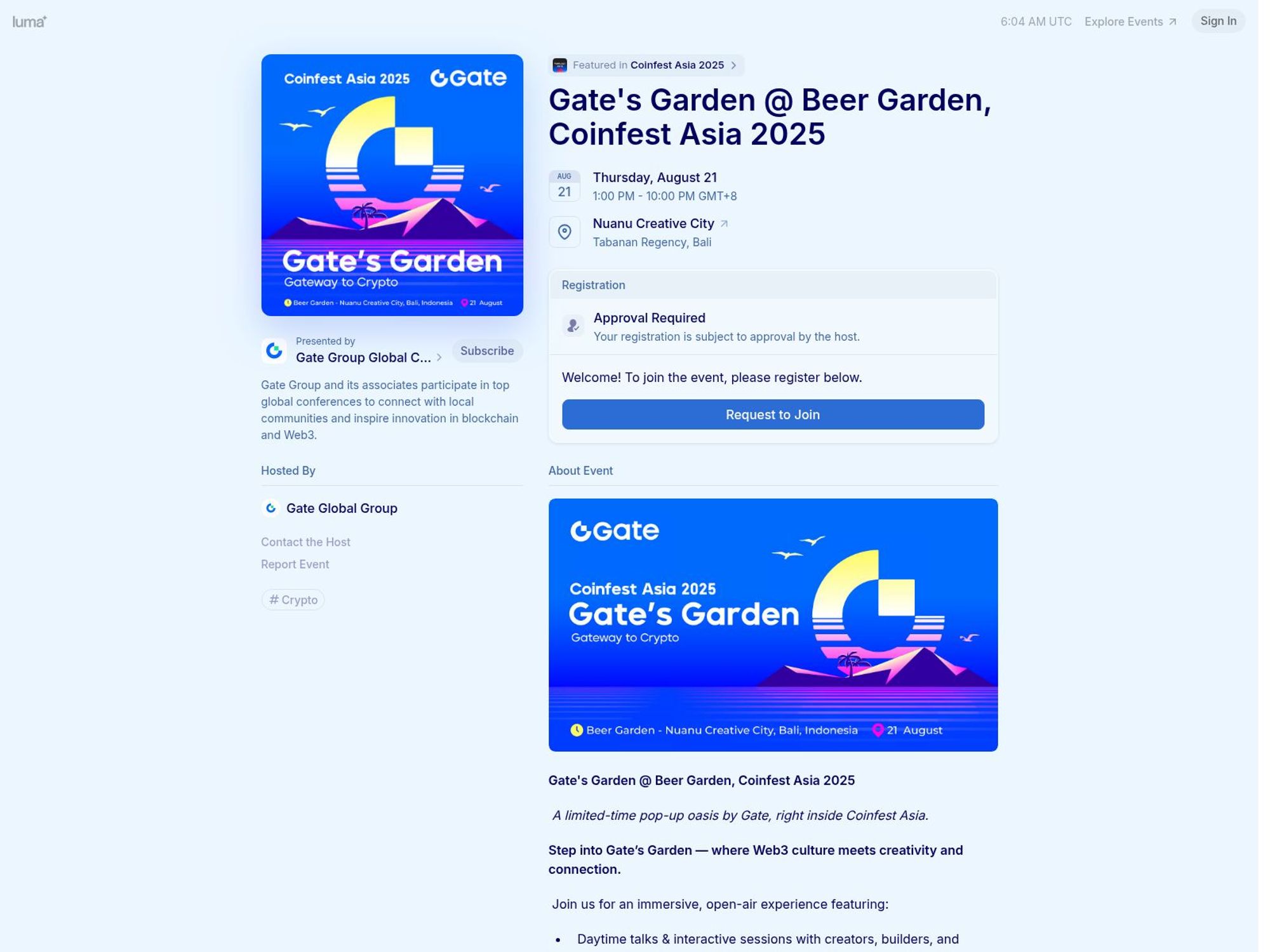 Gate's Garden @ Beer Garden, Coinfest Asia 2025 website