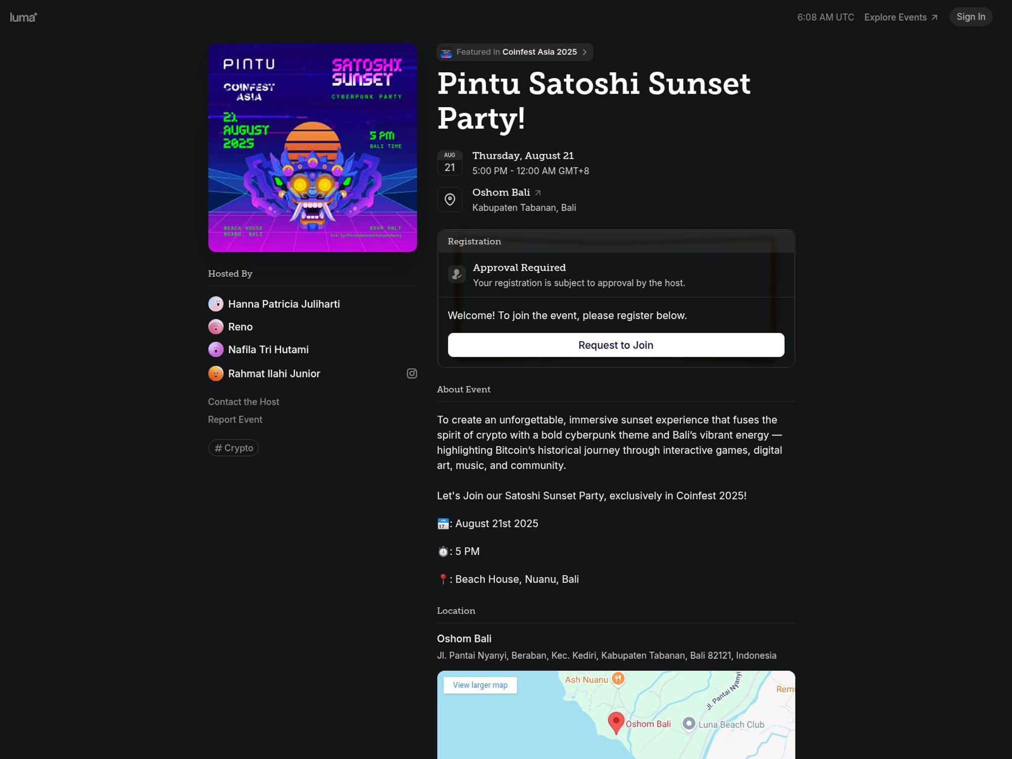 Pintu Satoshi Sunset Party! website