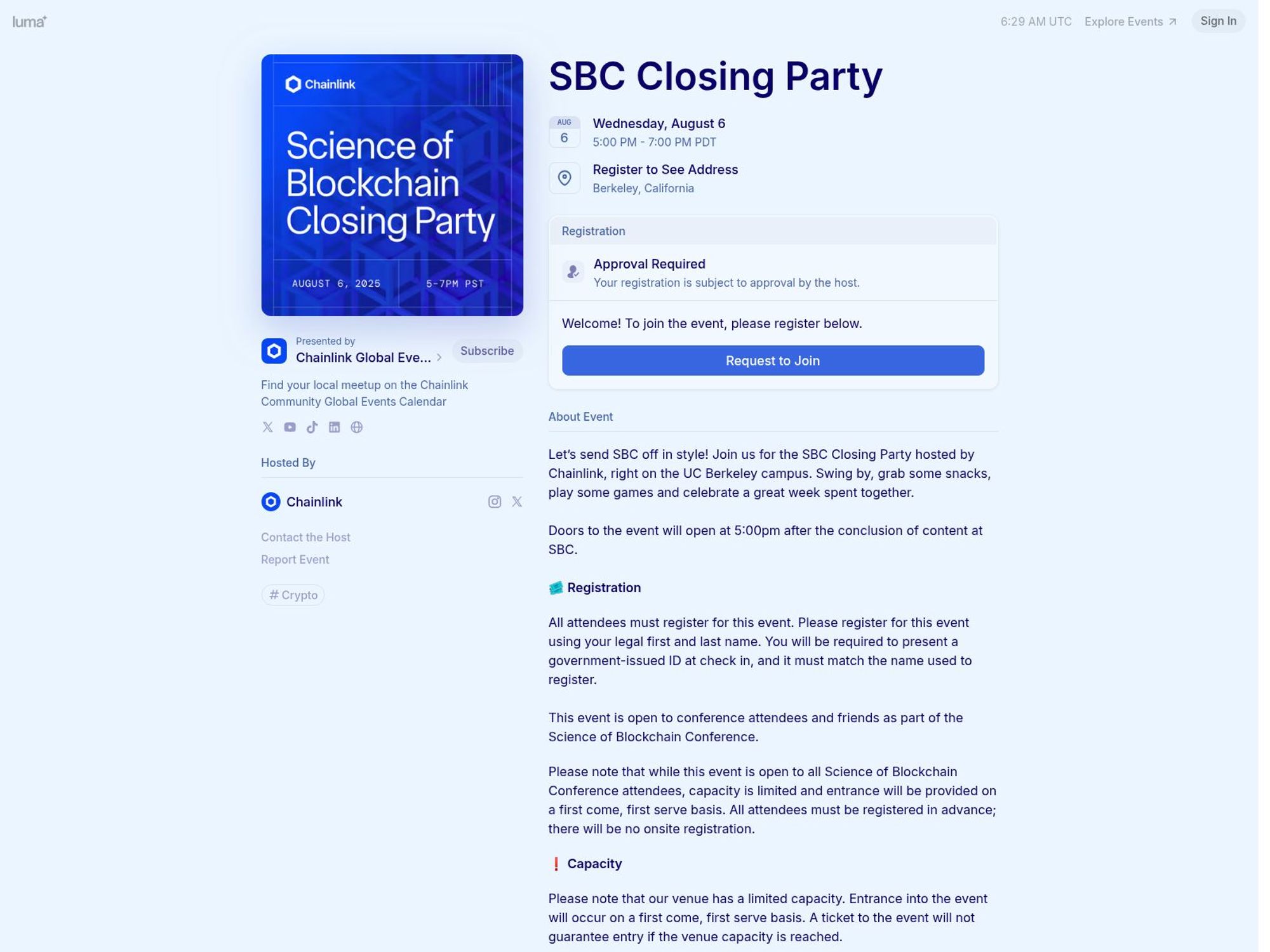 SBC Closing Party website