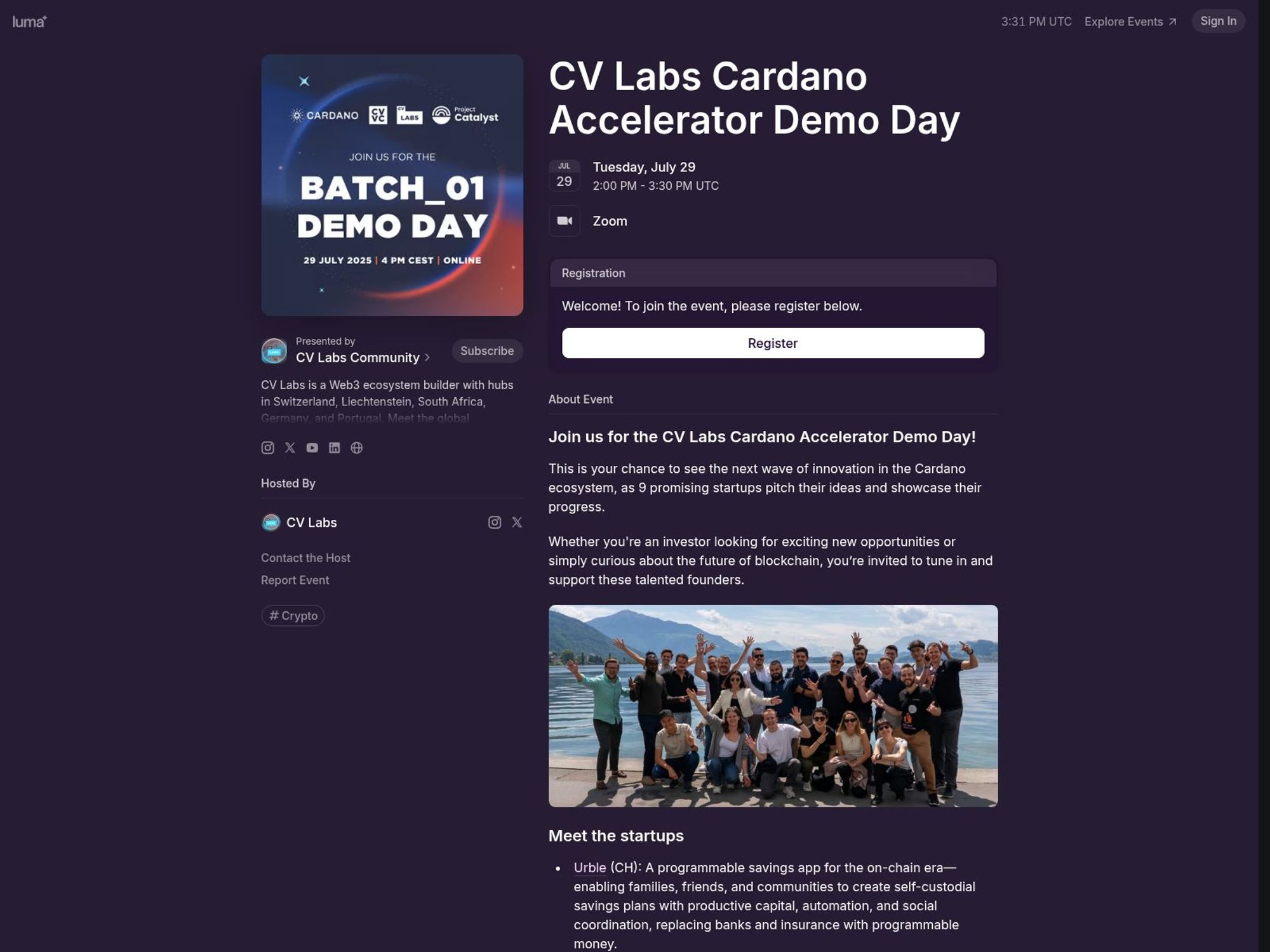CV Labs Cardano Accelerator Demo Day screenshot