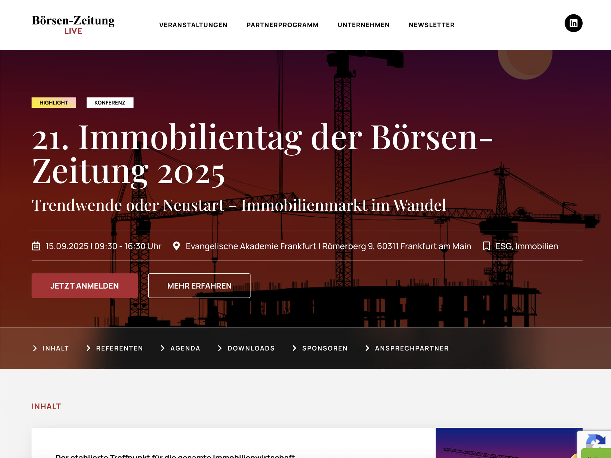 21. Immobilientag der Börsen-Zeitung website