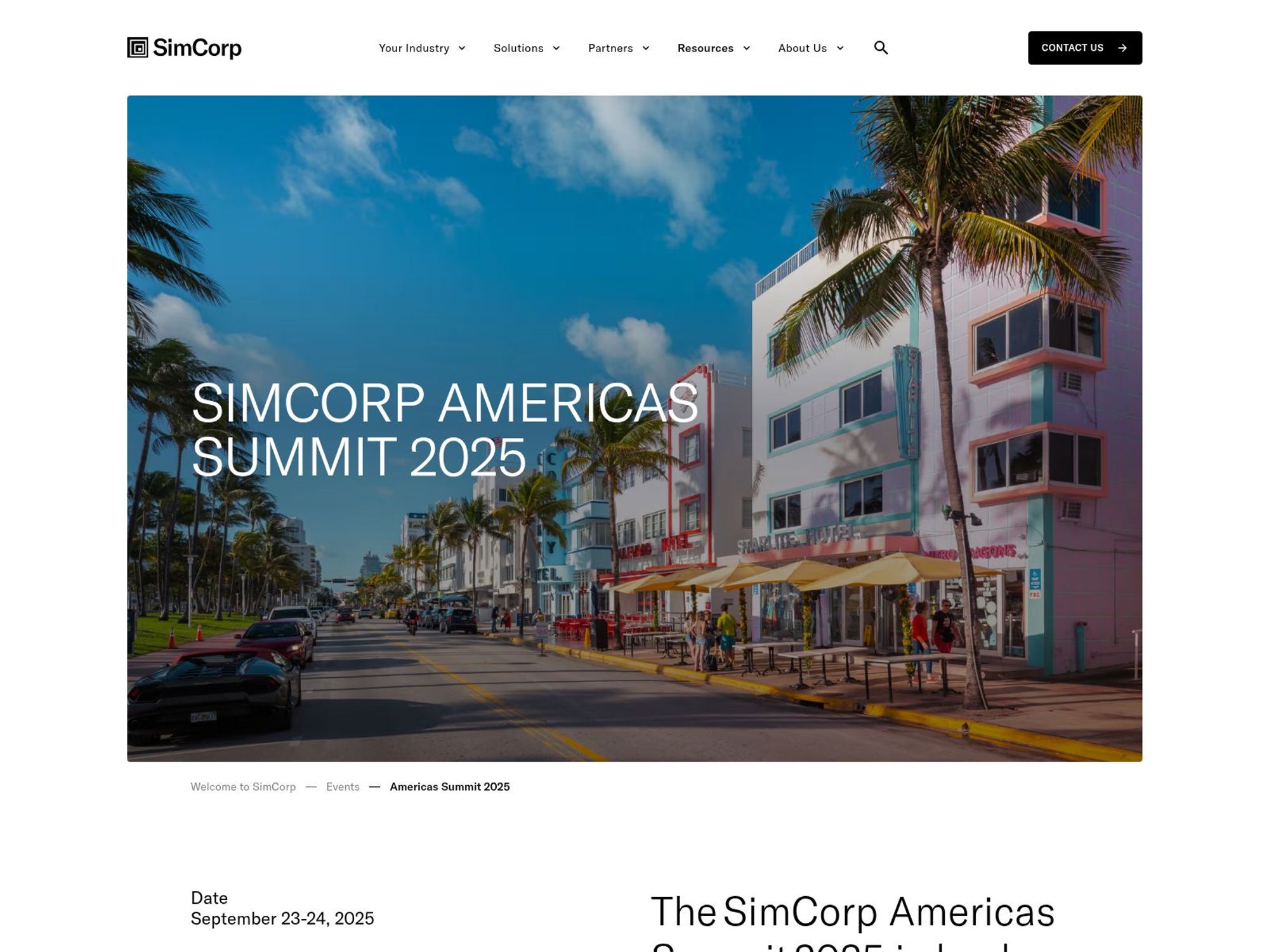 SimCorp Americas Summit 2025 website