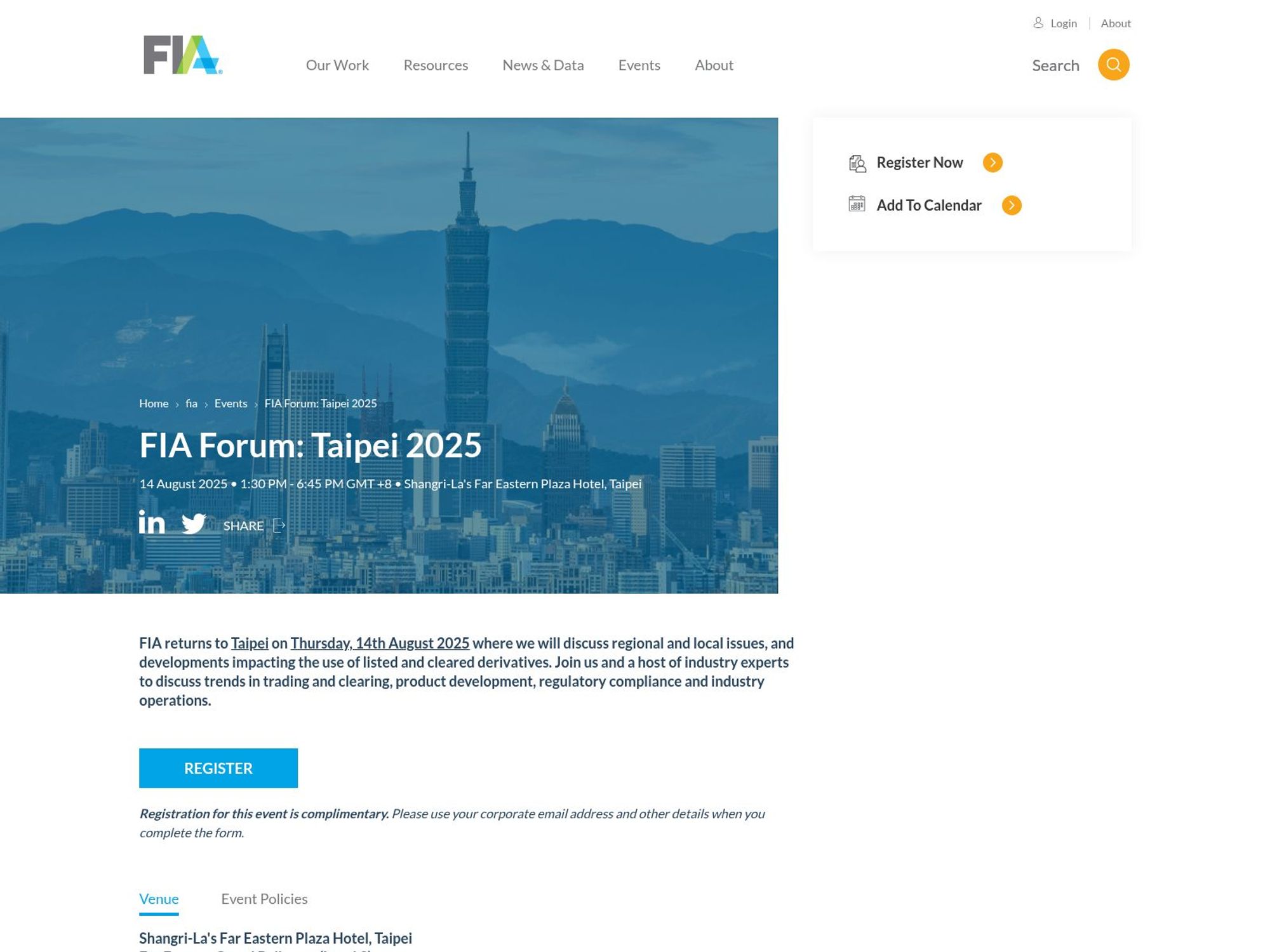 FIA Forum: Taipei 2025 website