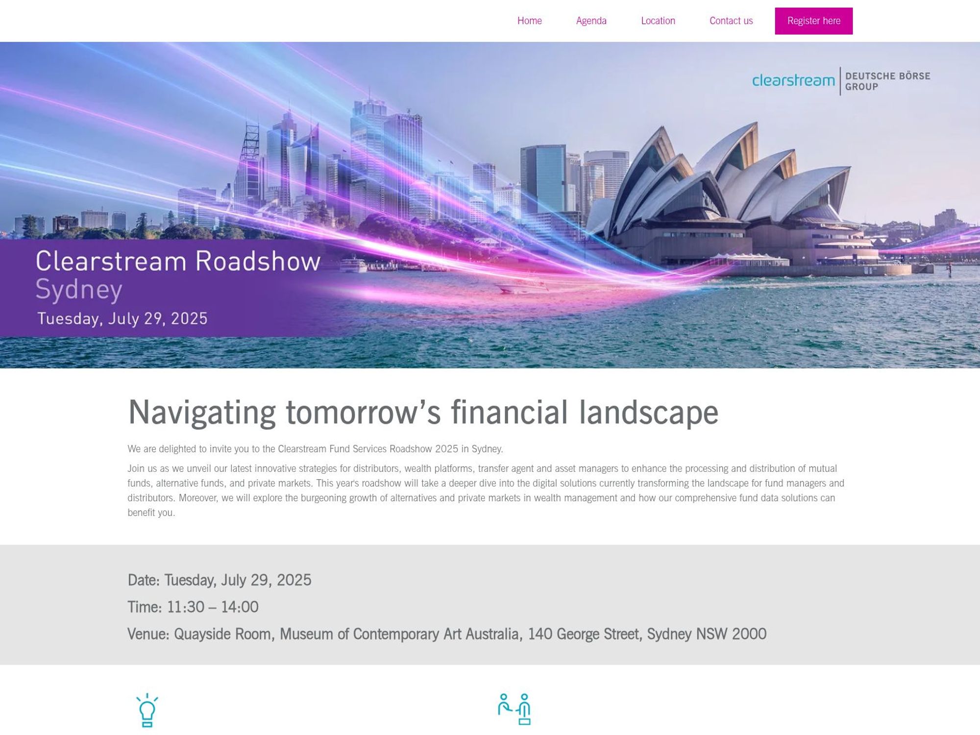 Clearstream Roadshow Sydney website