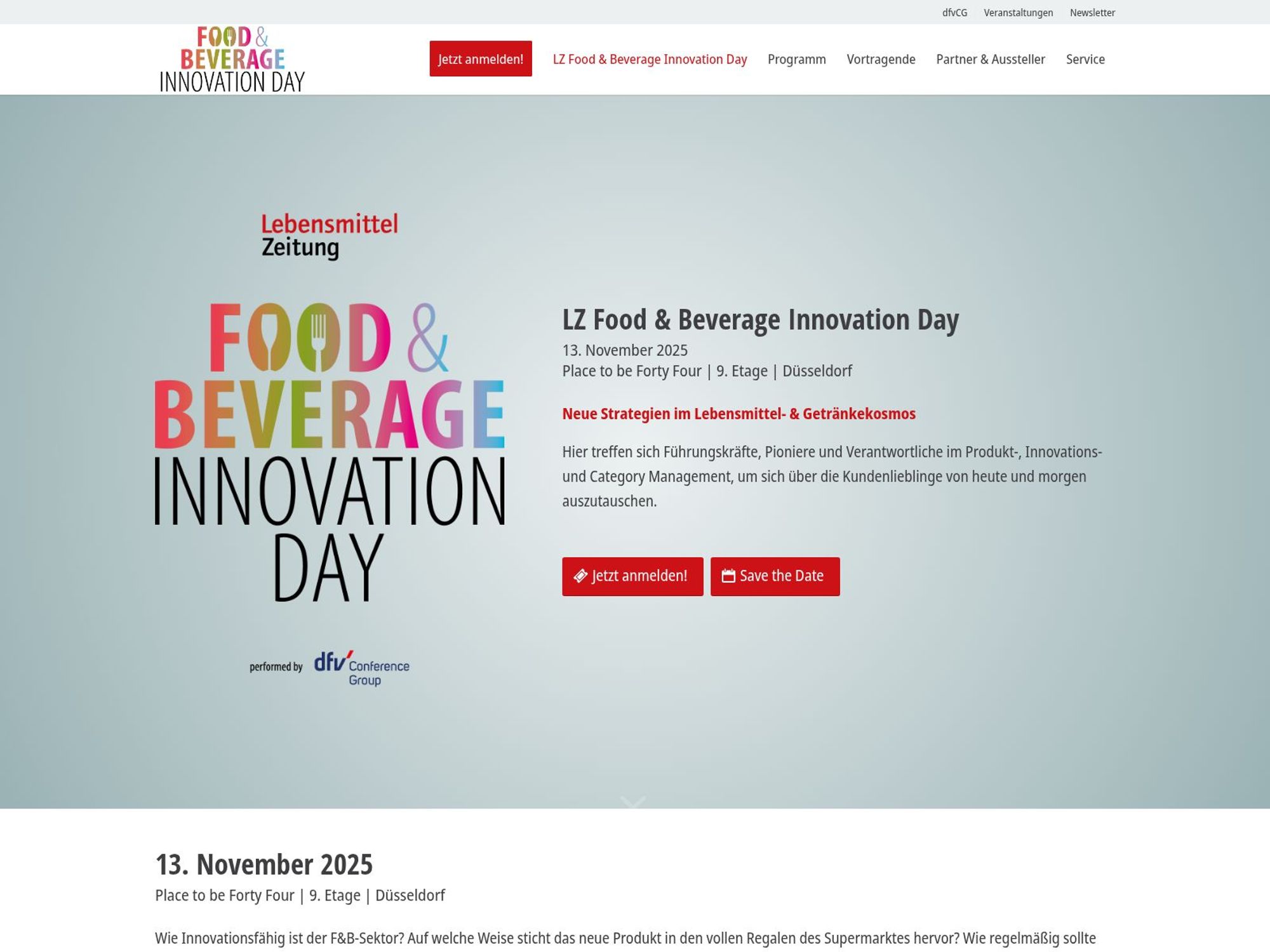 LZ Food & Beverage Innovation Day website