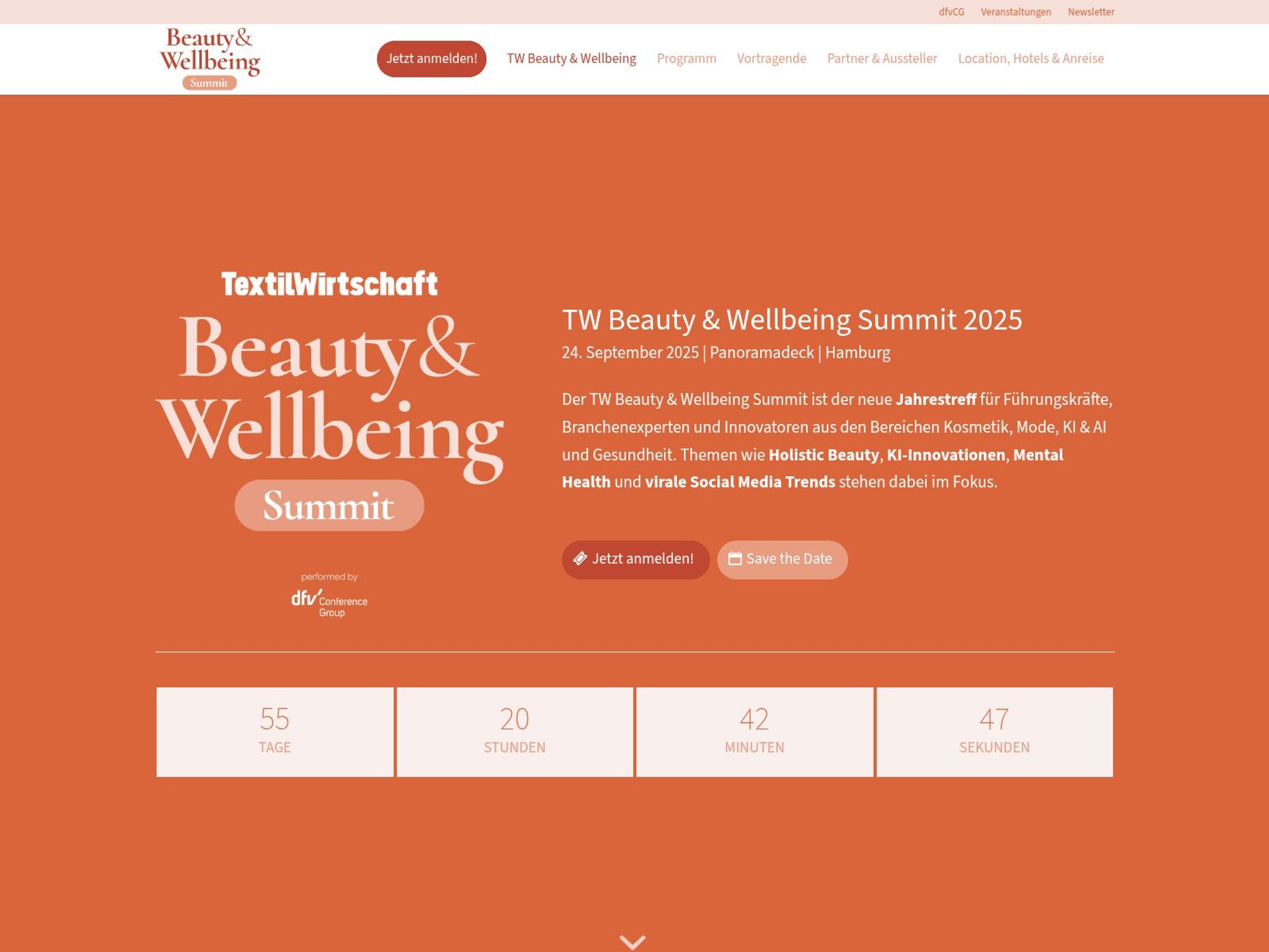 TW Beauty & Wellbeing Summit 2025 website