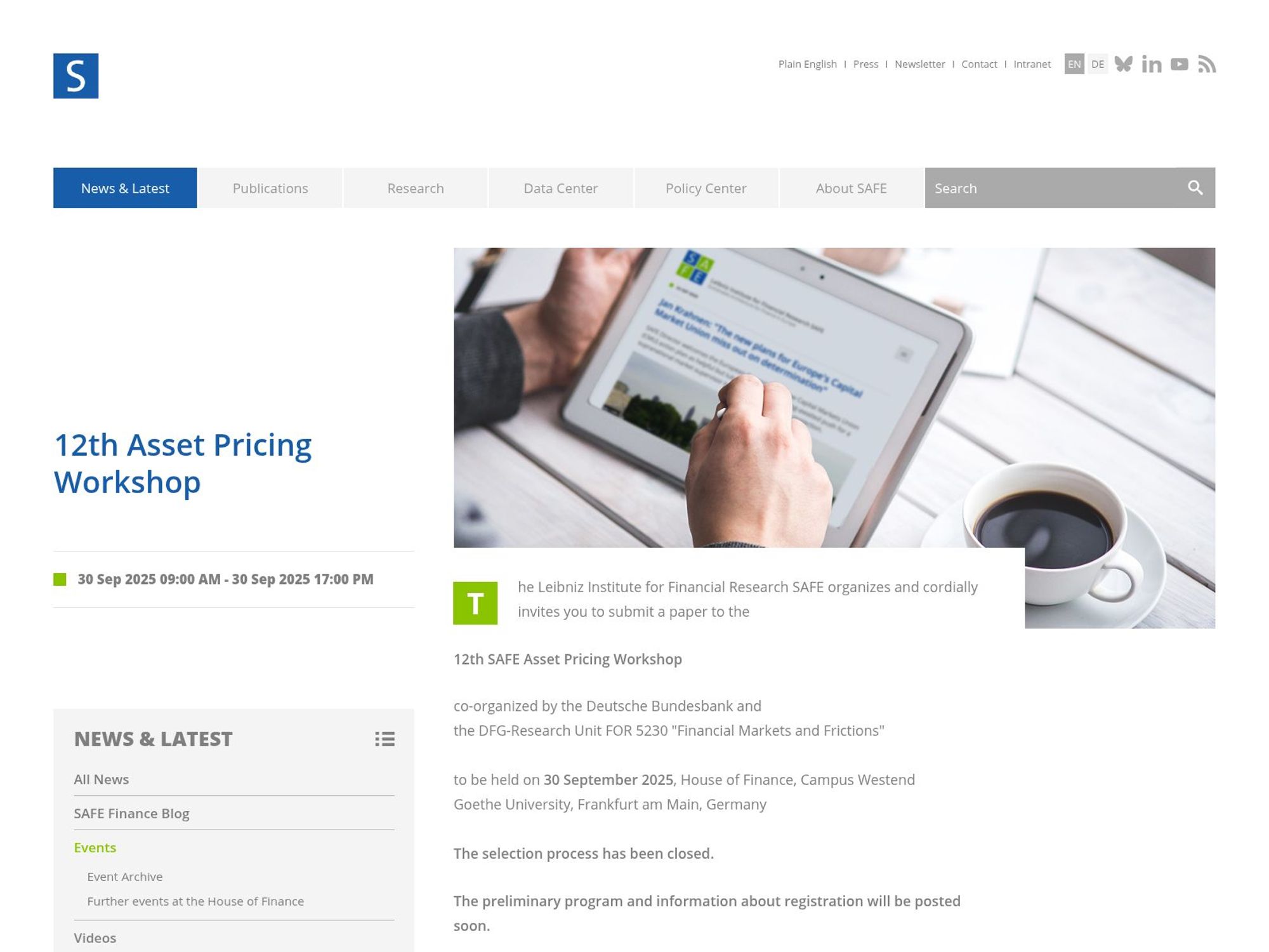 12th Asset Pricing Workshop website