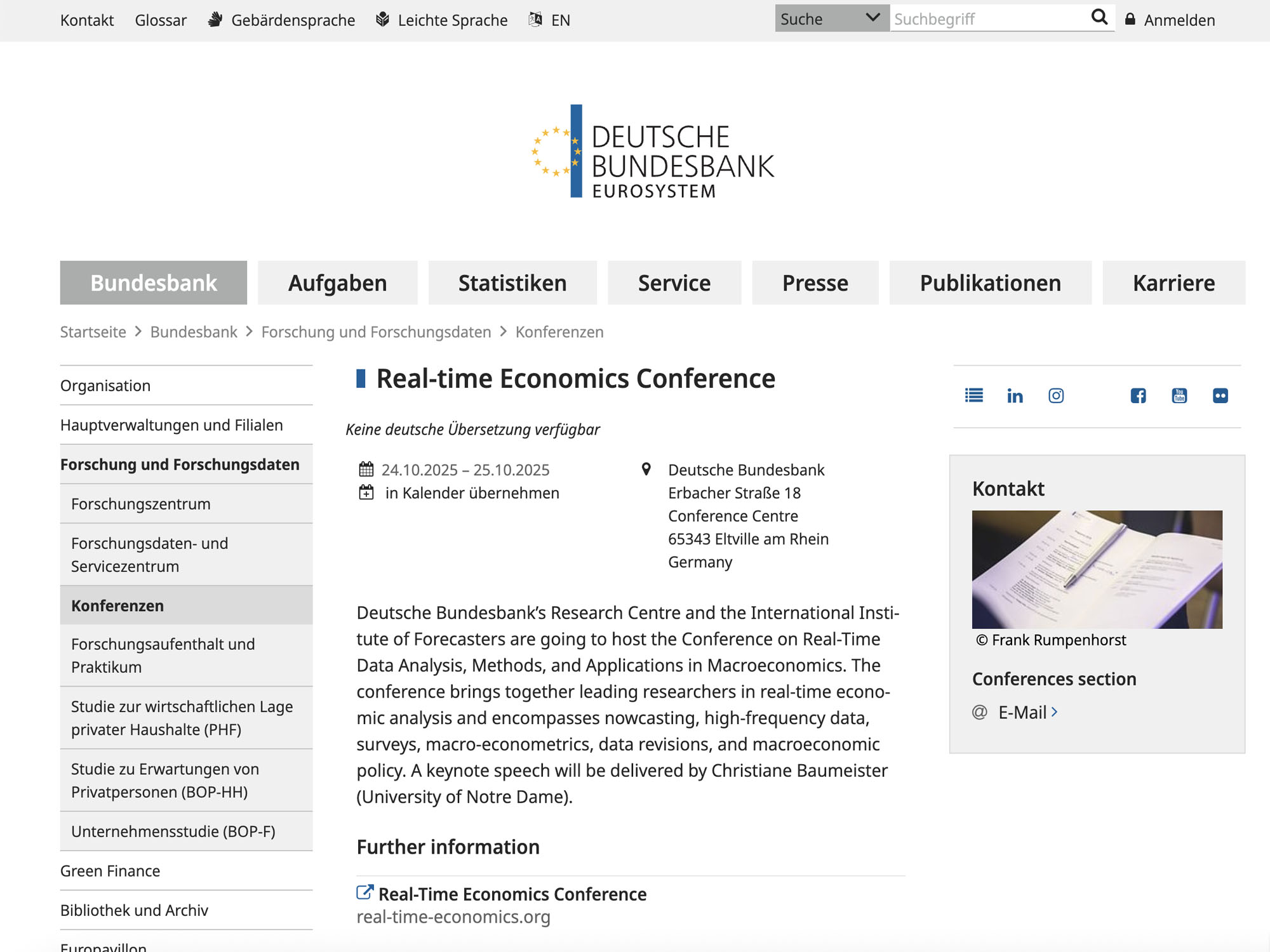 Real-time Economics Conference website