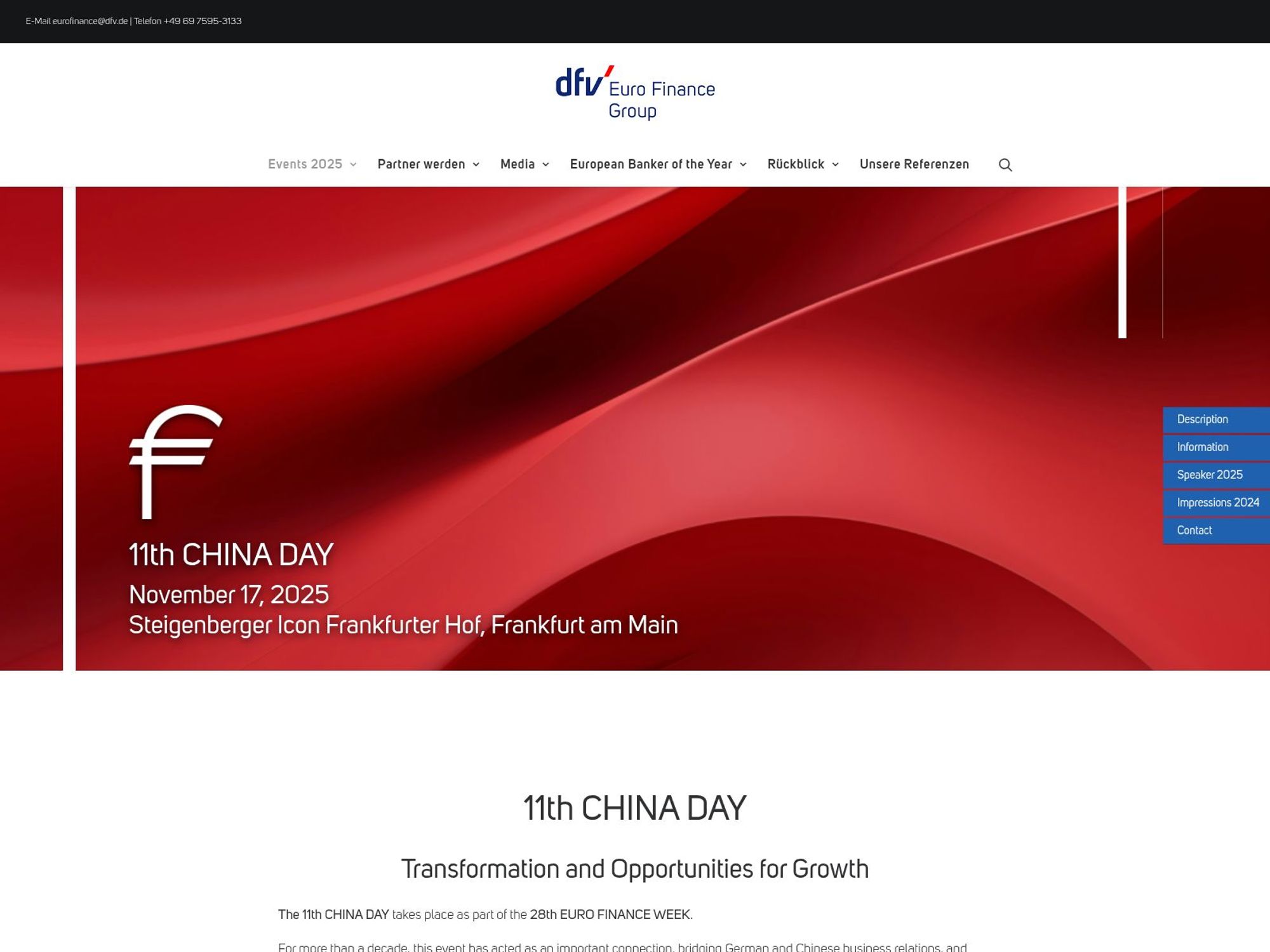 11th CHINA DAY - EURO FINANCE WEEK website