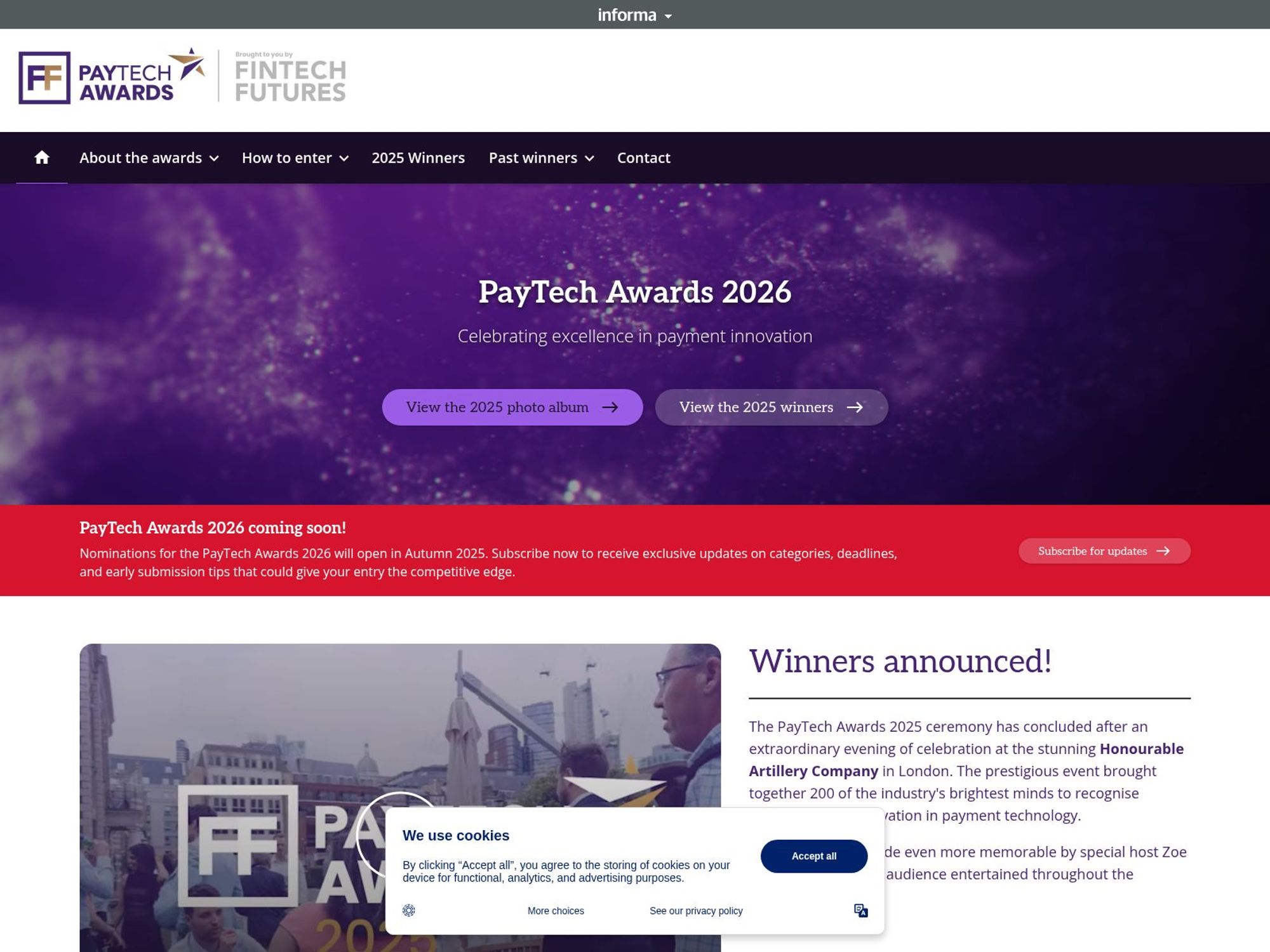 PayTech Awards 2026 website