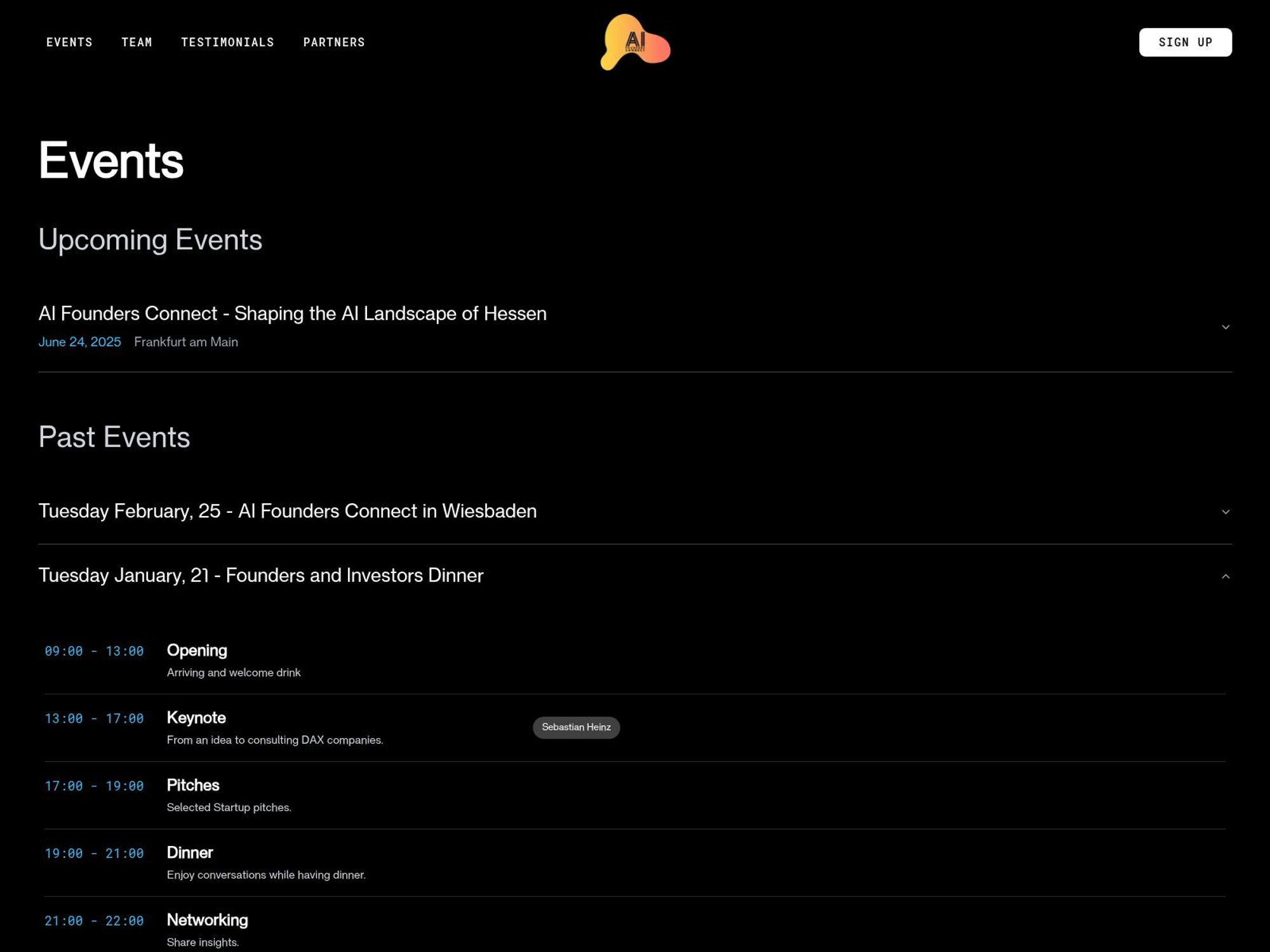 Founders and Investors Dinner screenshot