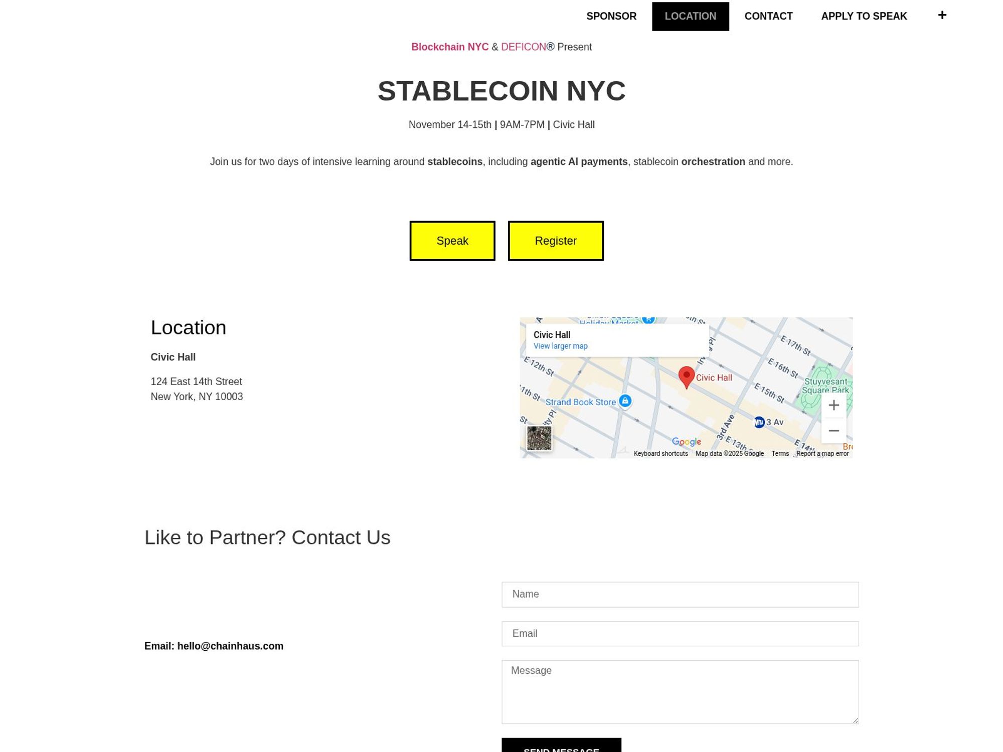 Stablecoin NYC 2025 website