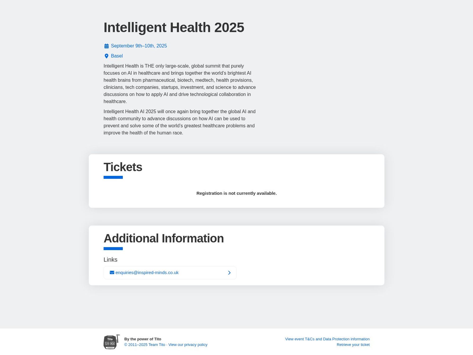 Intelligent Health 2025 website