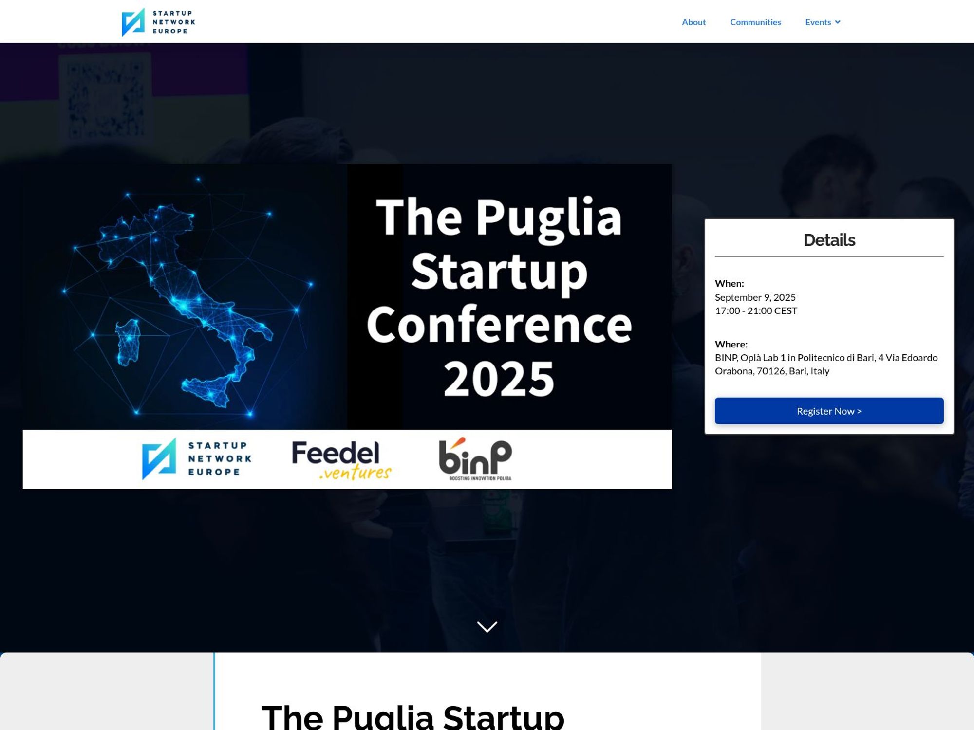 The Puglia Startup Conference 2025 website