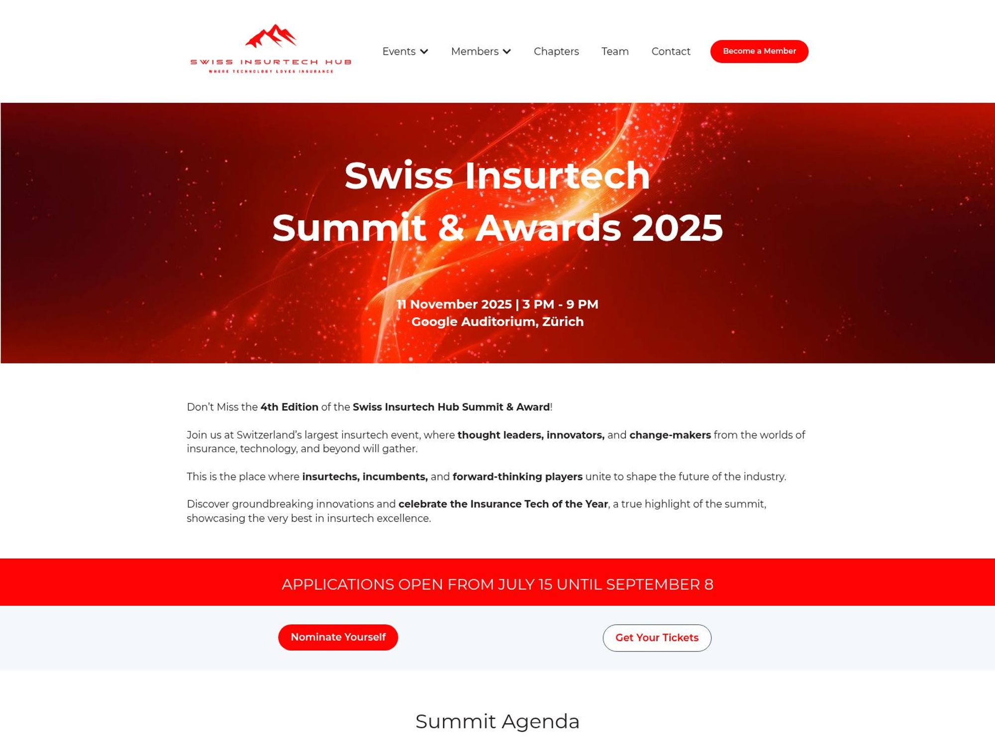 Swiss InsurTech Hub Summit & Awards 2025 website