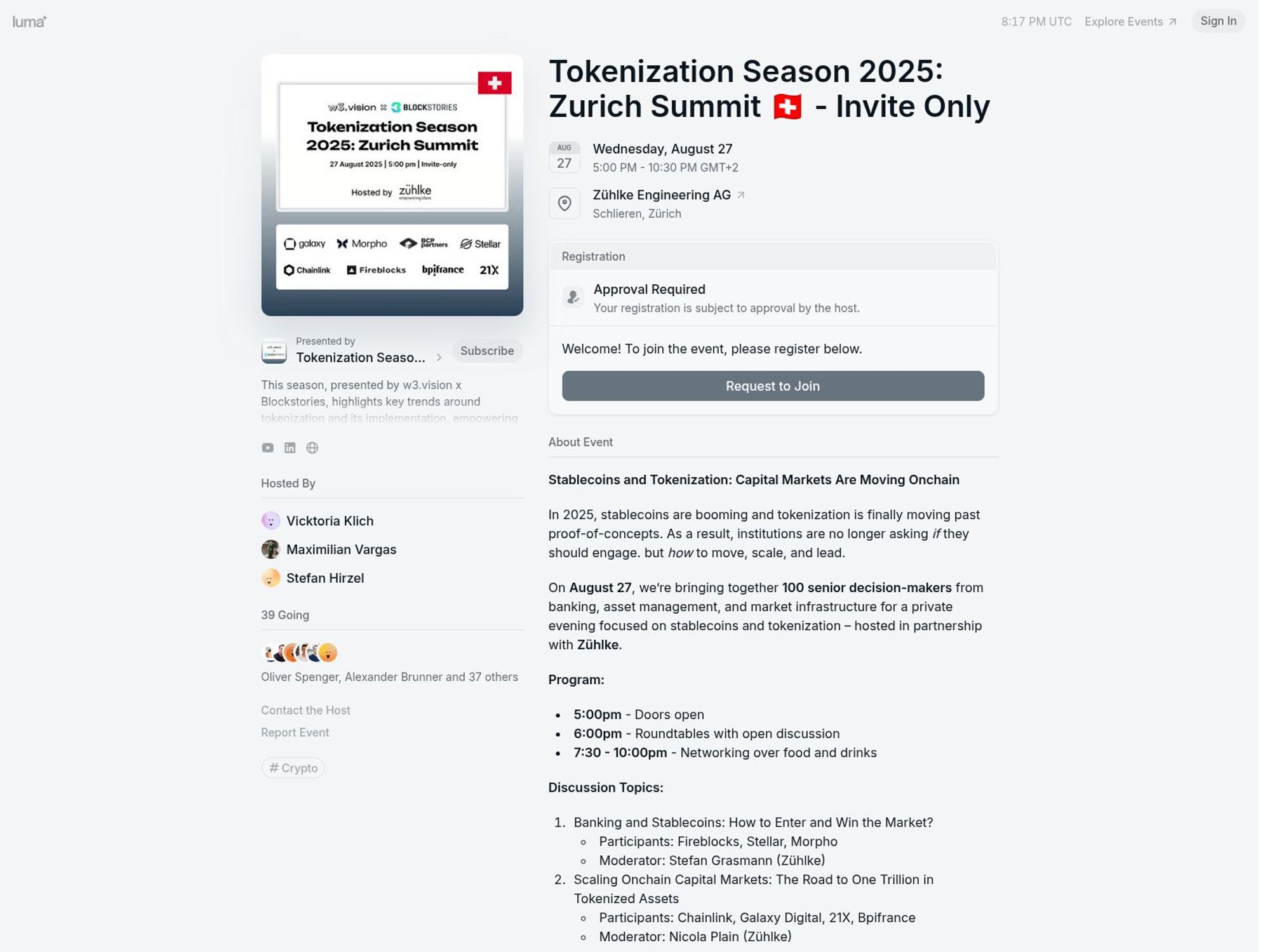 Tokenization Season 2025: Zurich Summit 🇨🇭 - Invite Only website