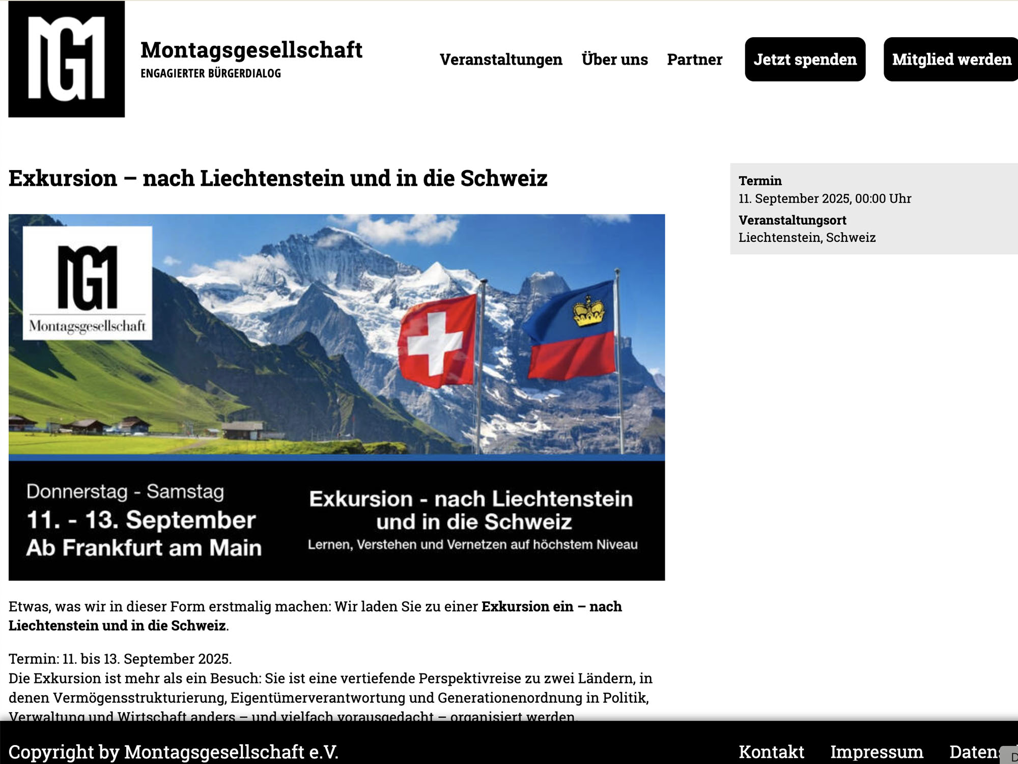 Exkursion – nach Liechtenstein und in die Schweiz website