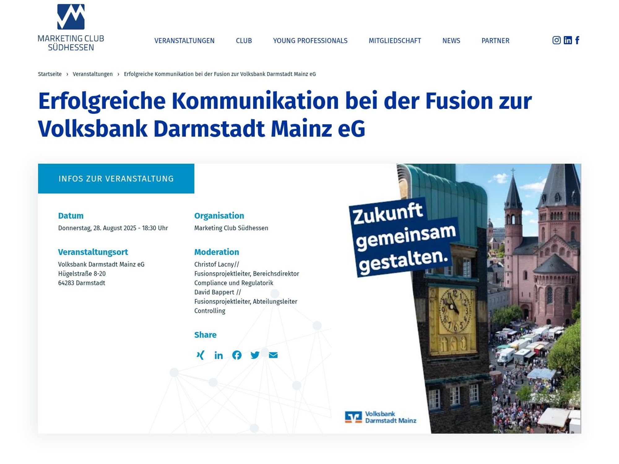 Erfolgreiche Kommunikation bei der Fusion zur Volksbank Darmstadt Mainz eG website