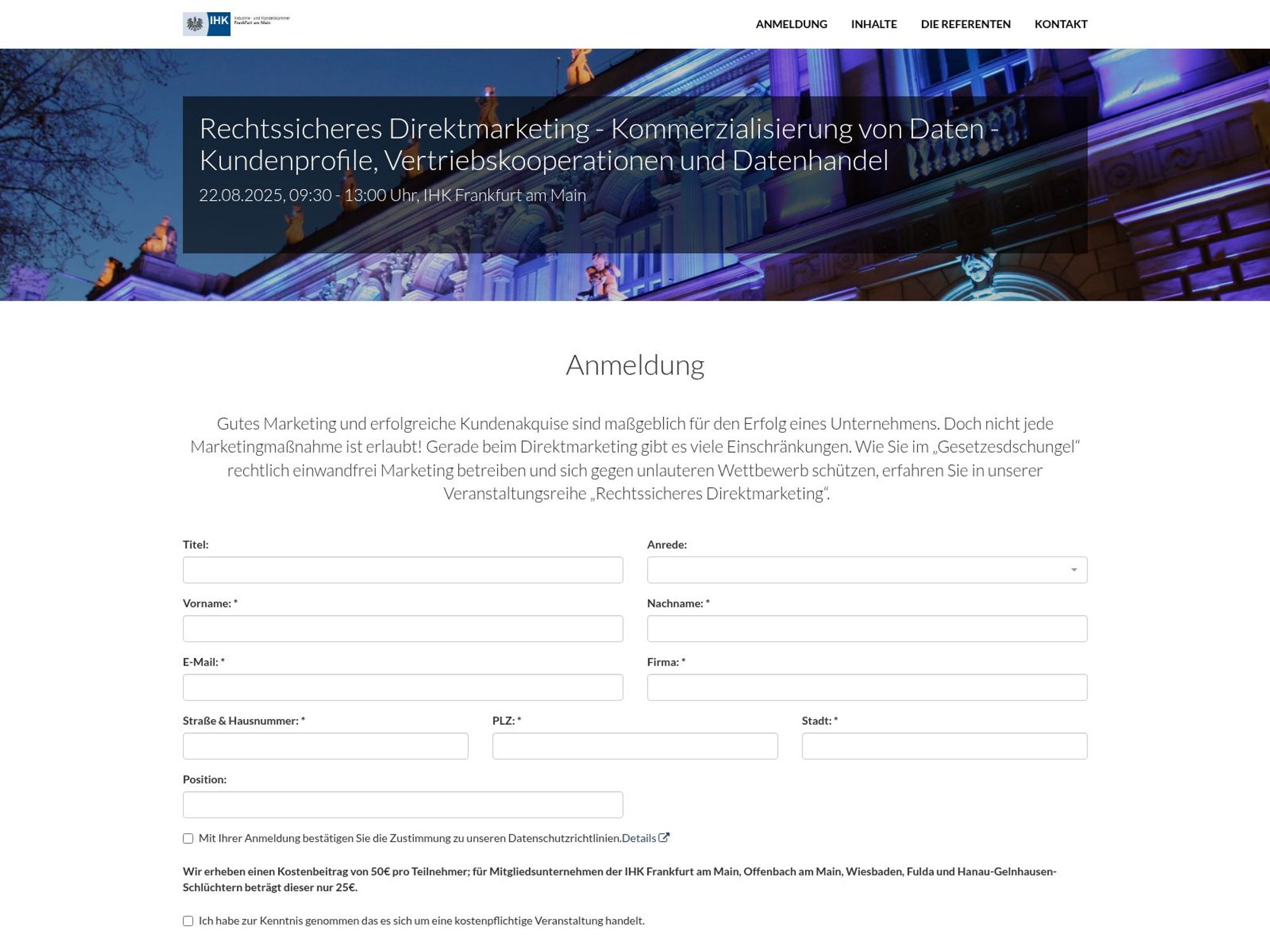Rechtssicheres Direktmarketing - Kommerzialisierung von Daten - Kundenprofile, Vertriebskooperationen und Datenhandel website
