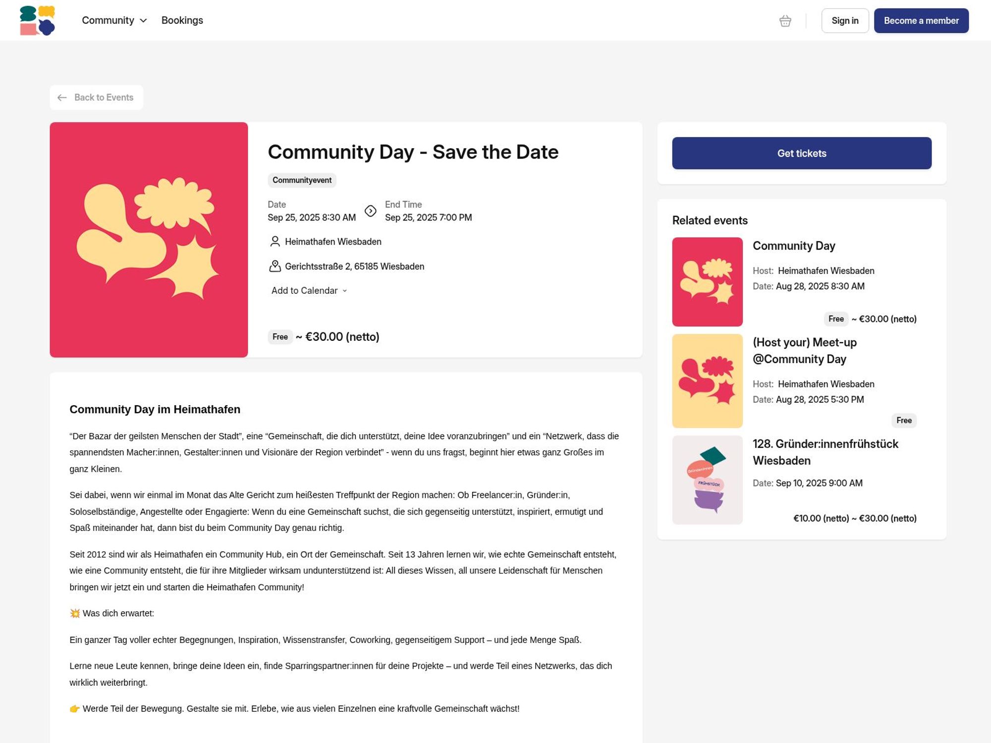 Community Day im Heimathafen website