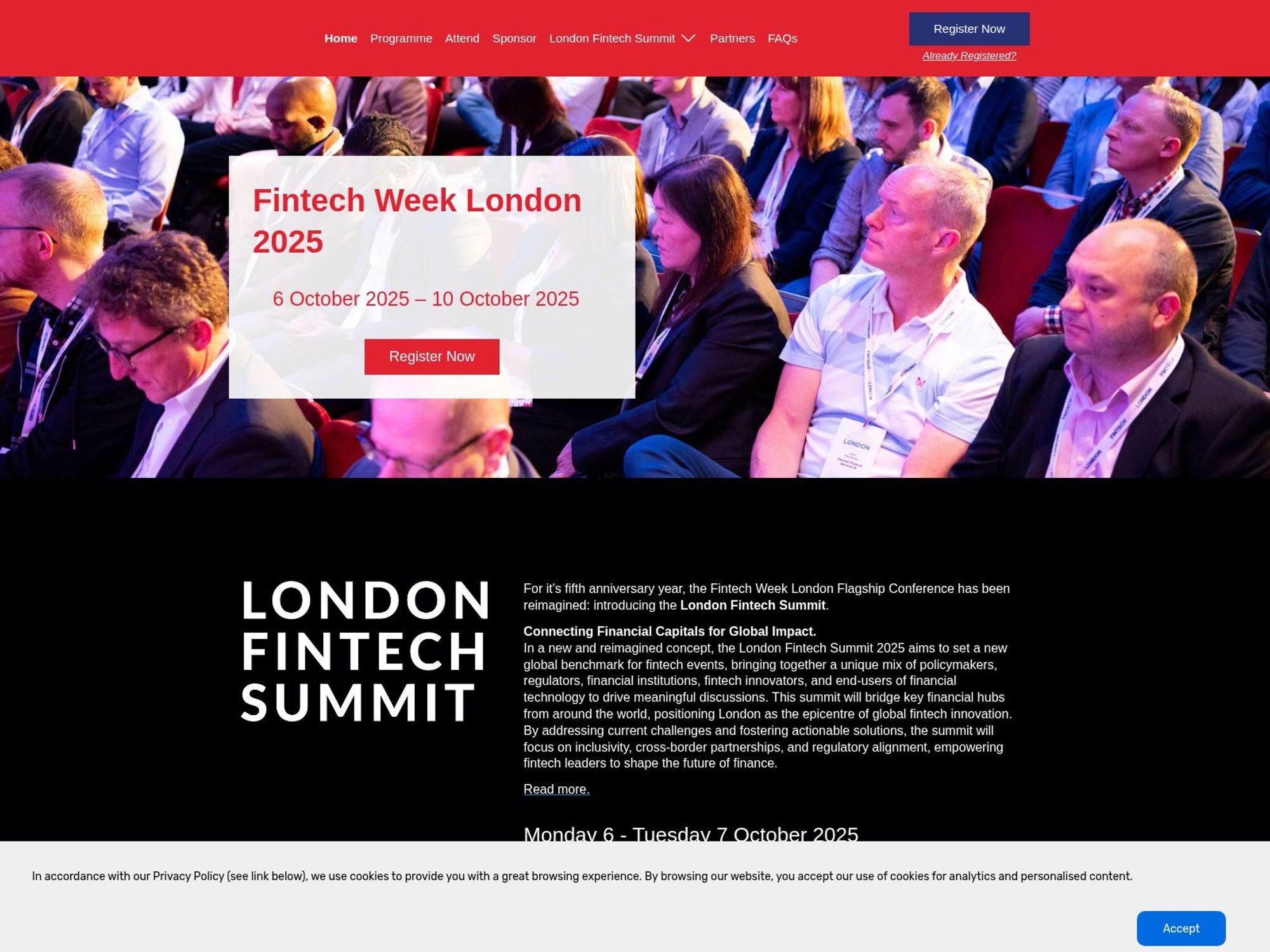 Fintech Week London 2025 website