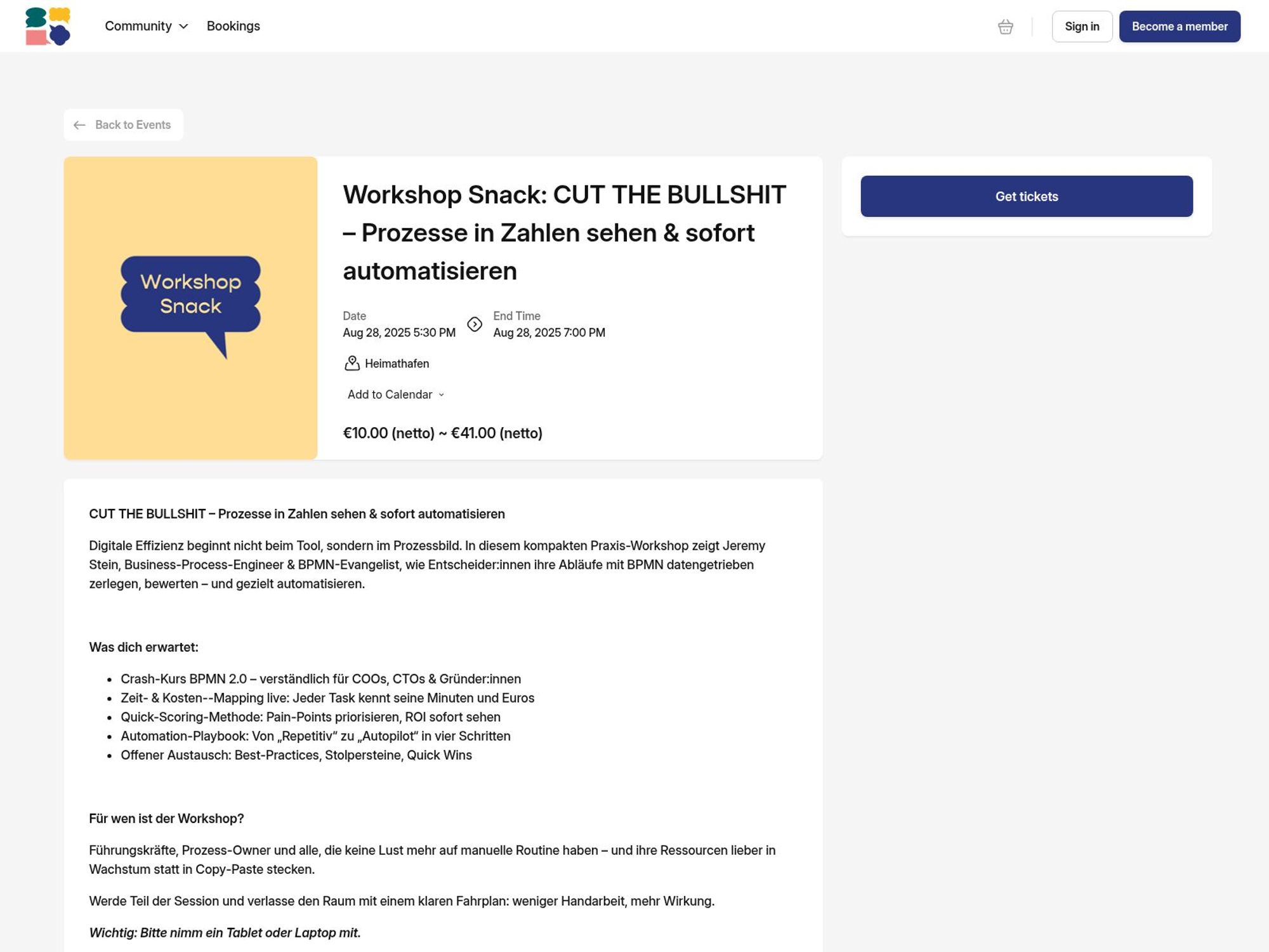Workshop Snack: CUT THE BULLSHIT – Prozesse in Zahlen sehen & sofort automatisieren website