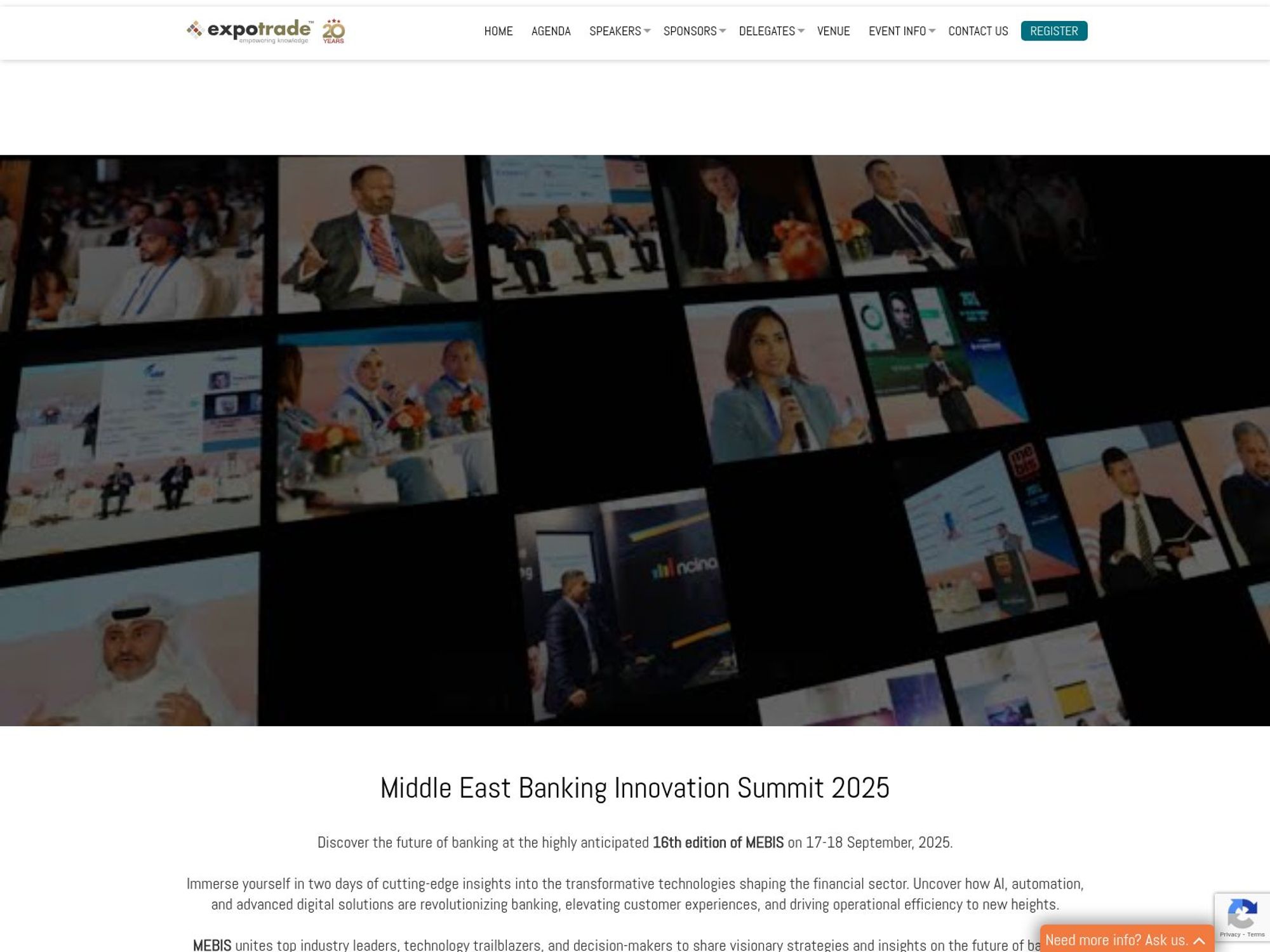 Middle East Banking Innovation Summit 2025 website