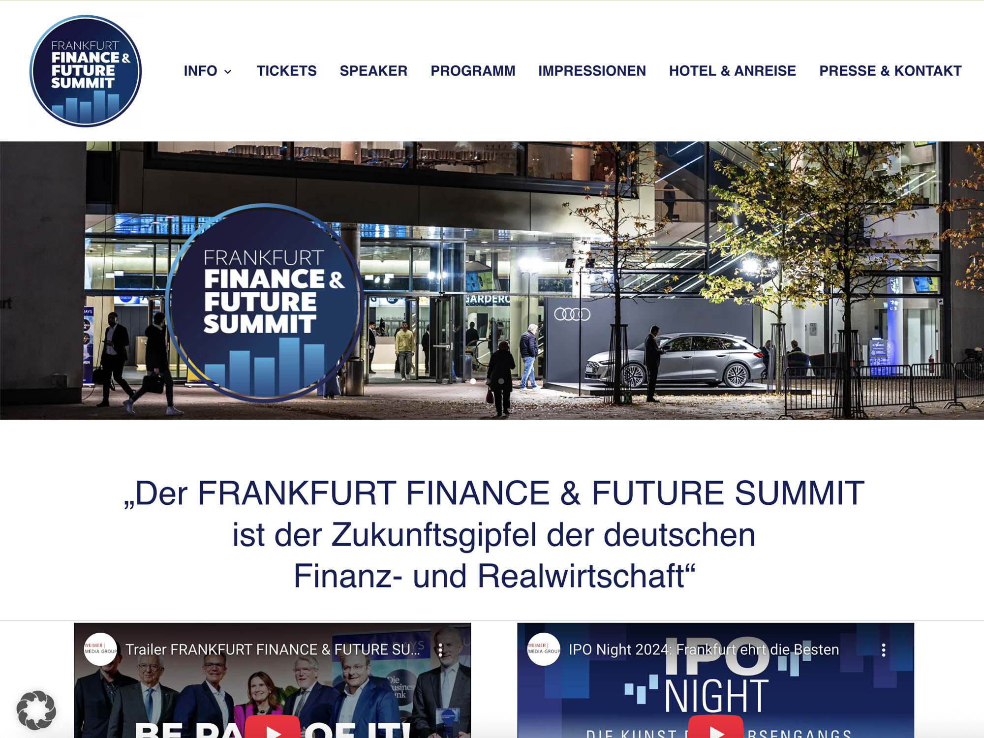 Frankfurt Finance & Future Summit website