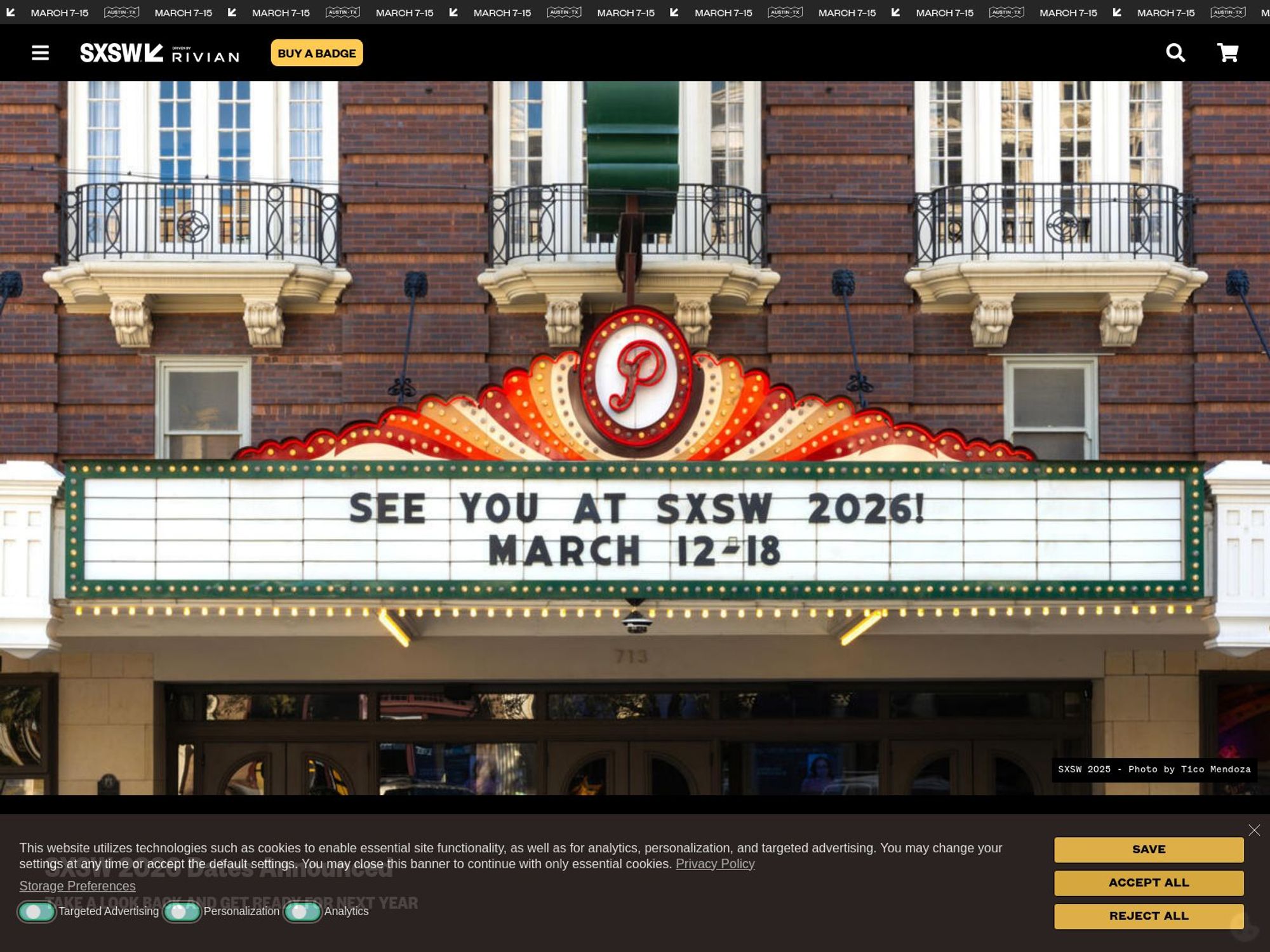SXSW 2026 website