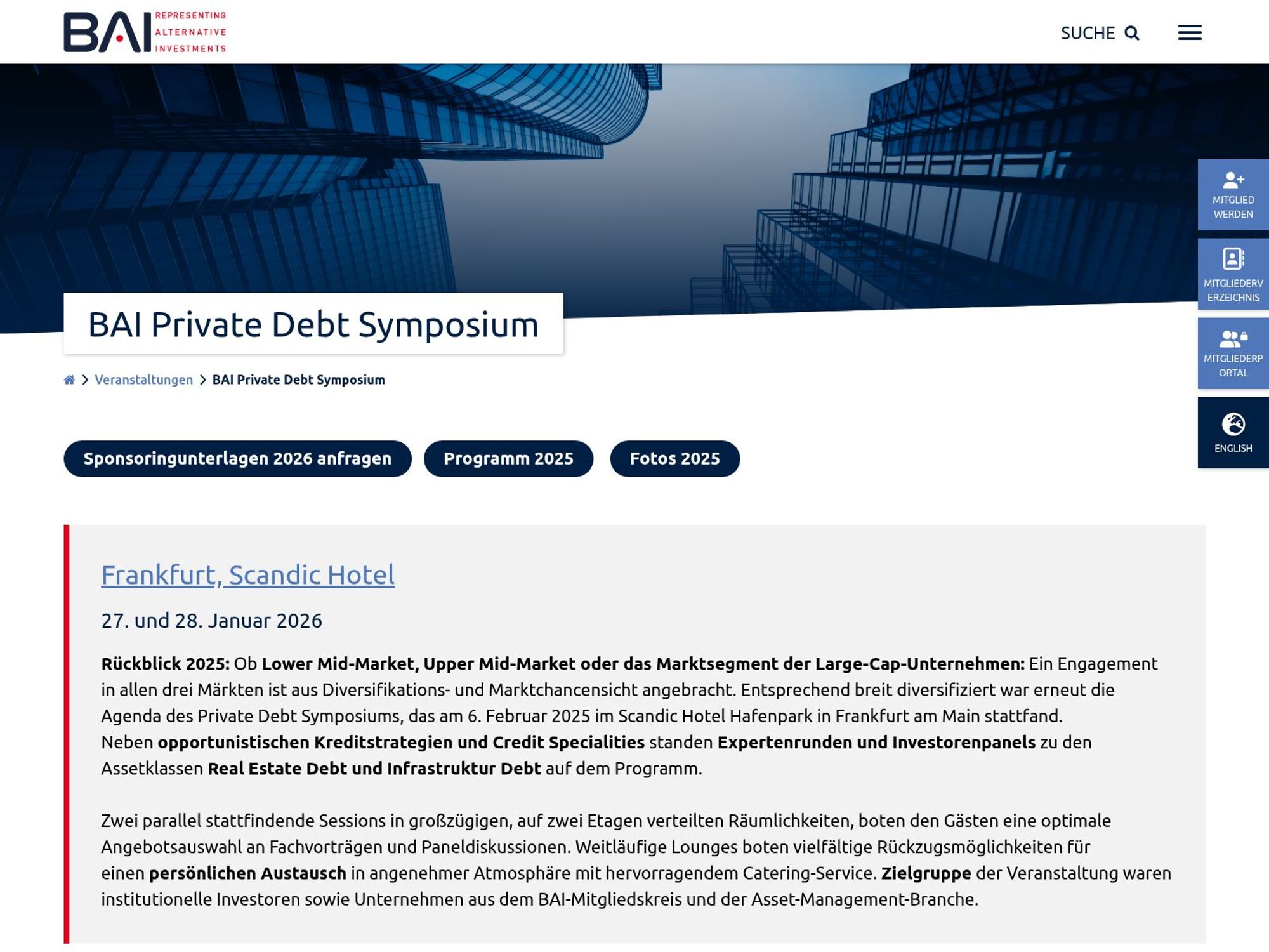 BAI Private Debt Symposium website