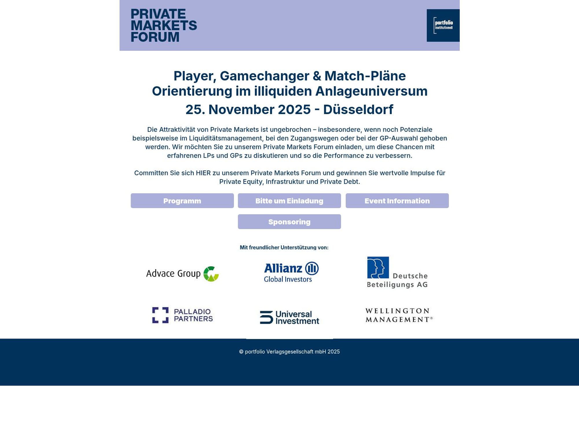Private Markets Forum 2025 website