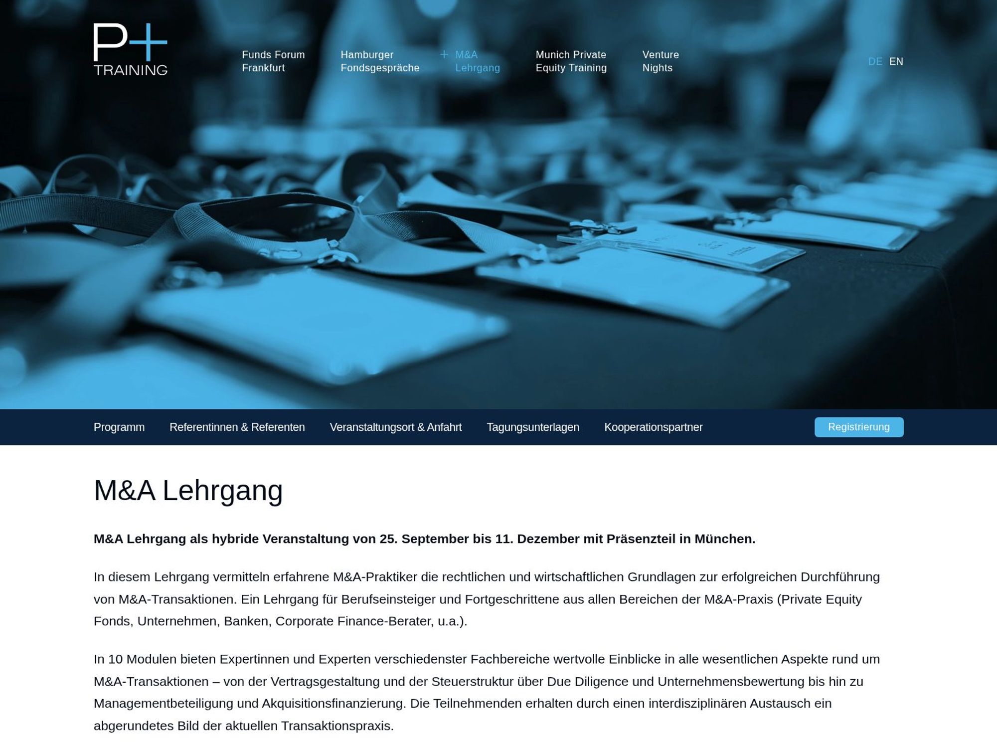 M&A Lehrgang 2025 website