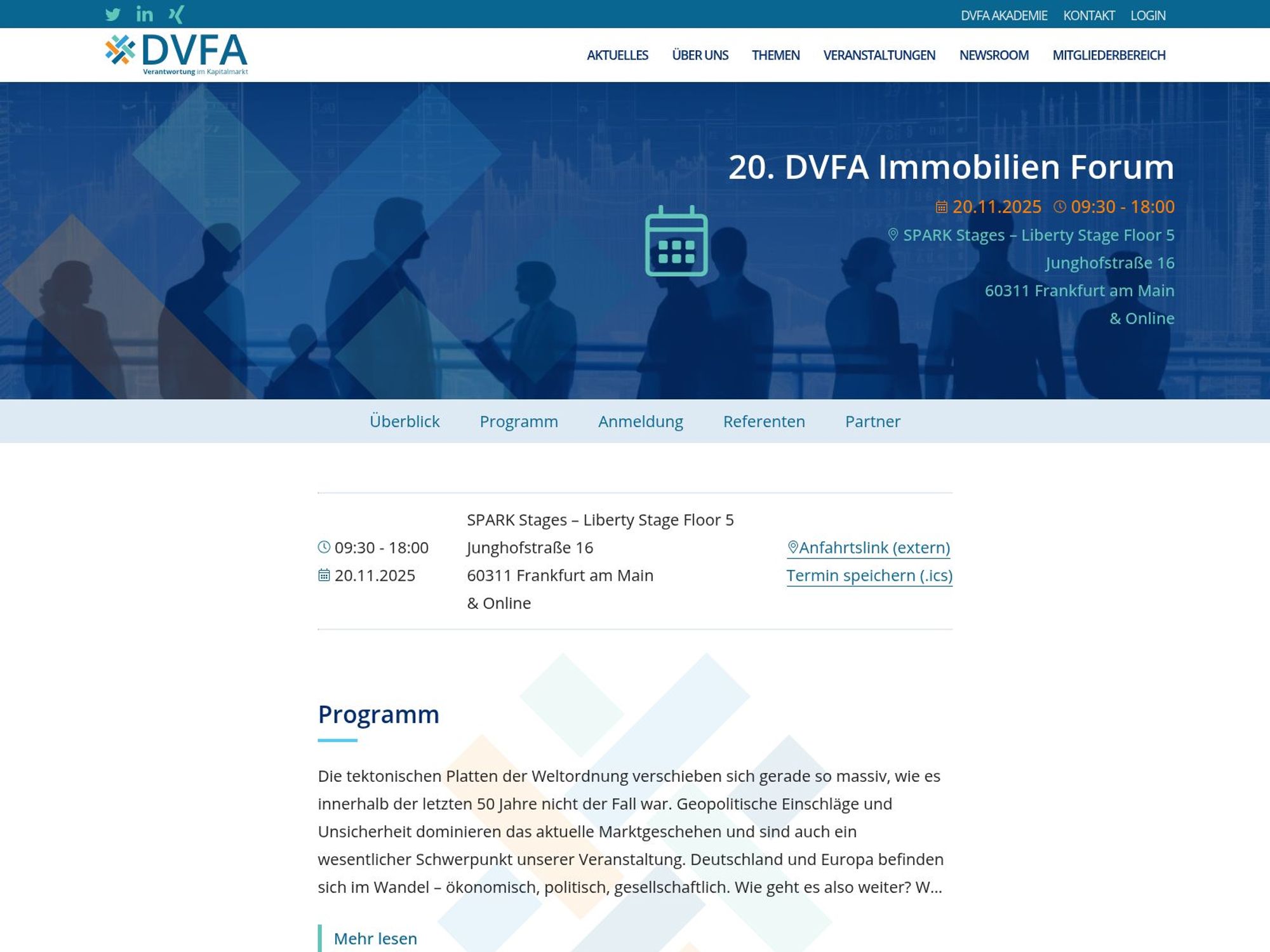 20. DVFA Immobilien Forum website