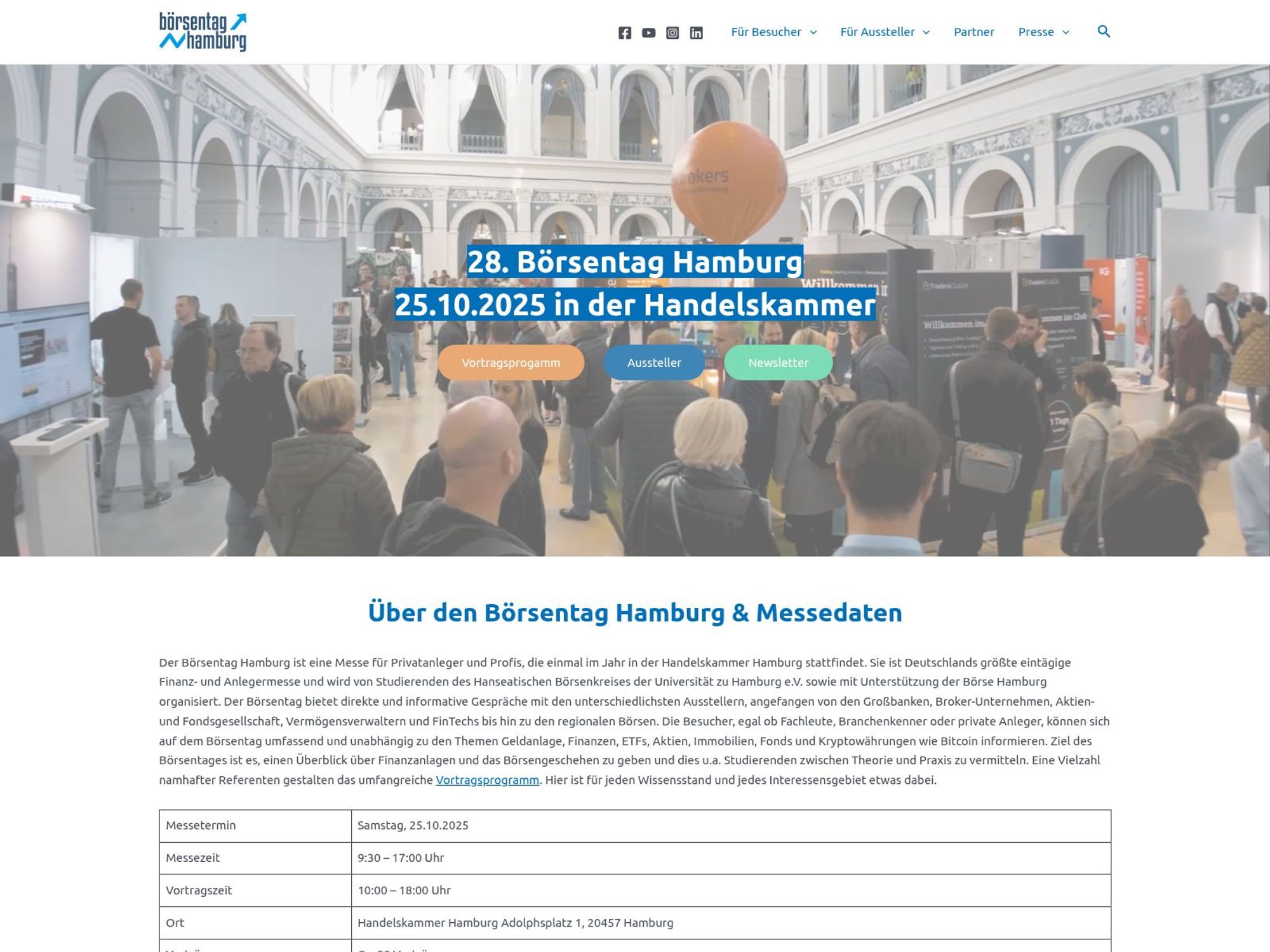 Börsentag Hamburg website