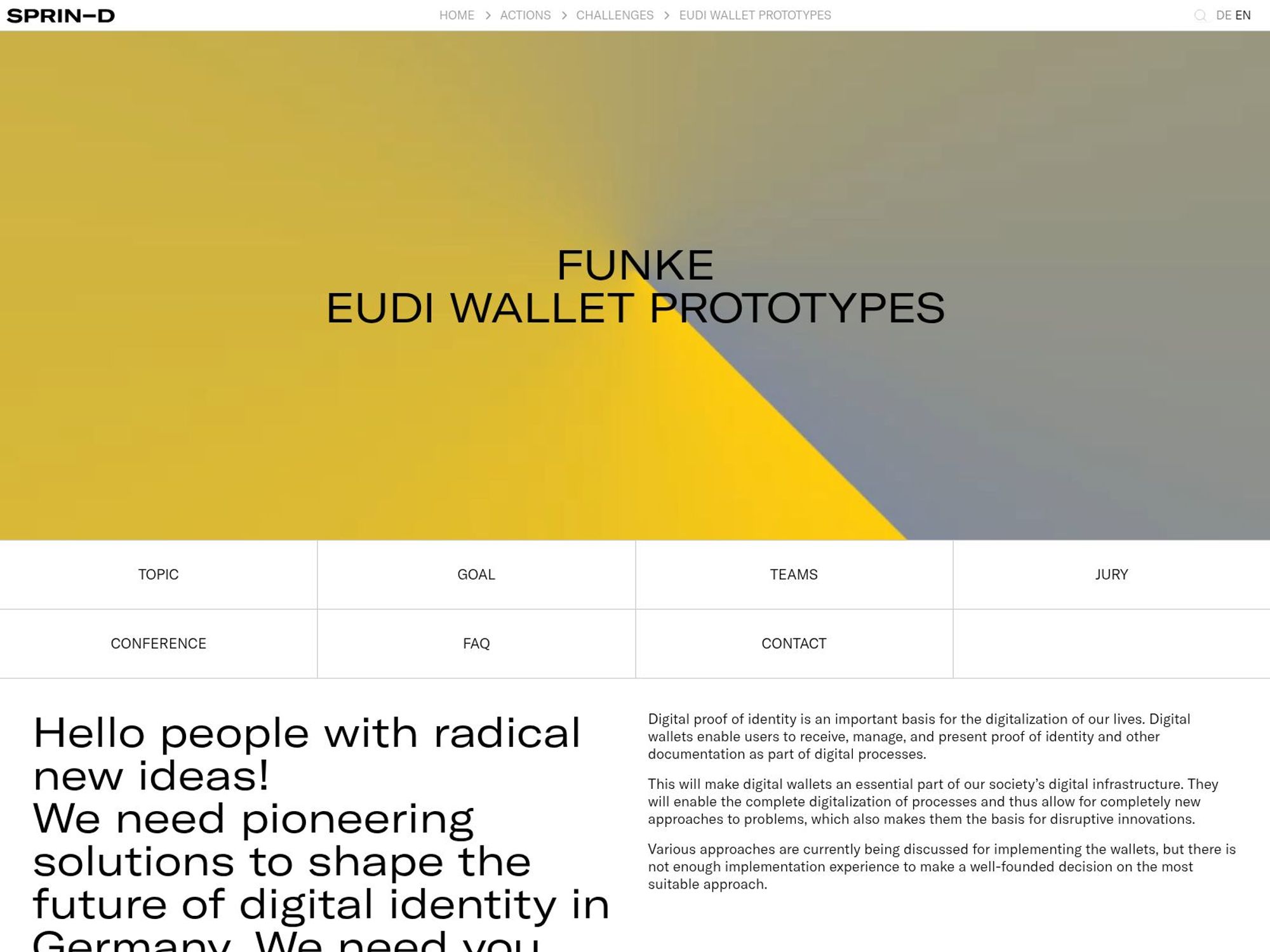 Funke EUDI WALLET Prototypes website