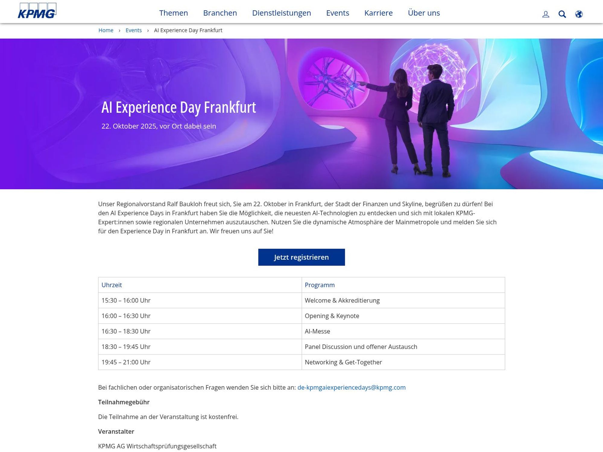 KPMG AI Experience Day Frankfurt website
